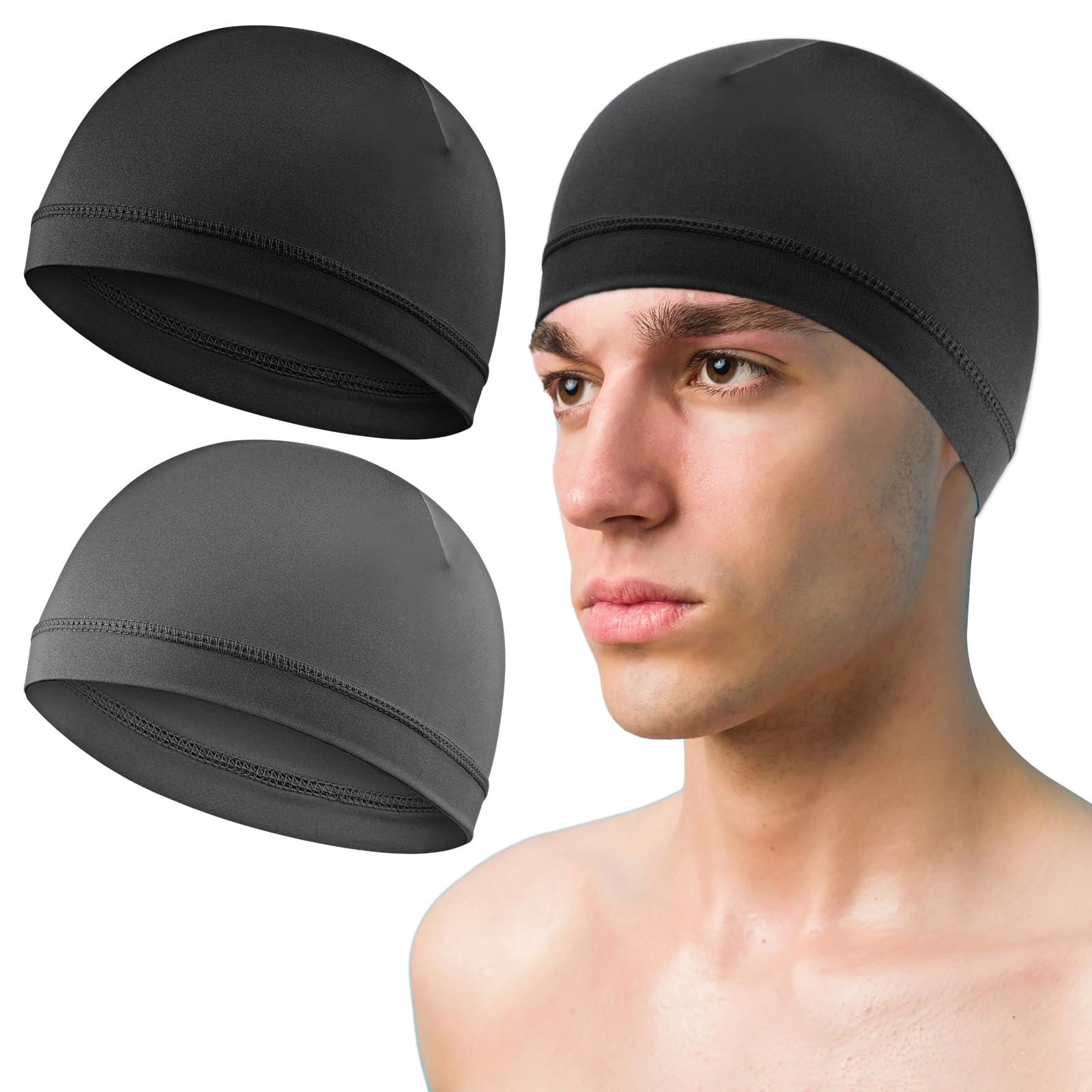COMNICO 2 Pcs Men Skull Caps Beanie Multifunctional Sleep Hats Breathable Headwear Sweat Absorbent Liner Cap for Men Women - Image 2