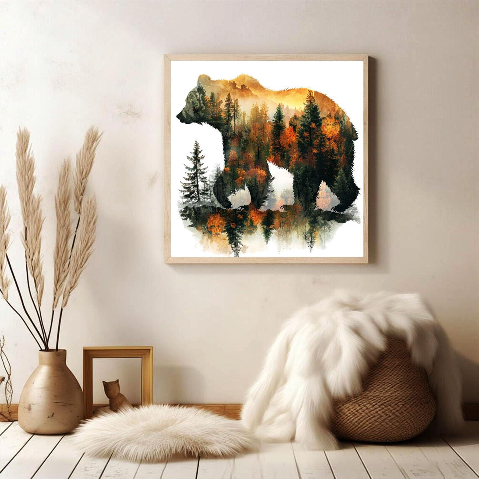 hkejoi Bear Diamond Art Kits for Adults, Bear Diamond Painting Kits for Adults Beginners, DIY Diamond Art Kits, Animal Gem Art for Gift Home Decoration 14’’W x 14''L - Image 8