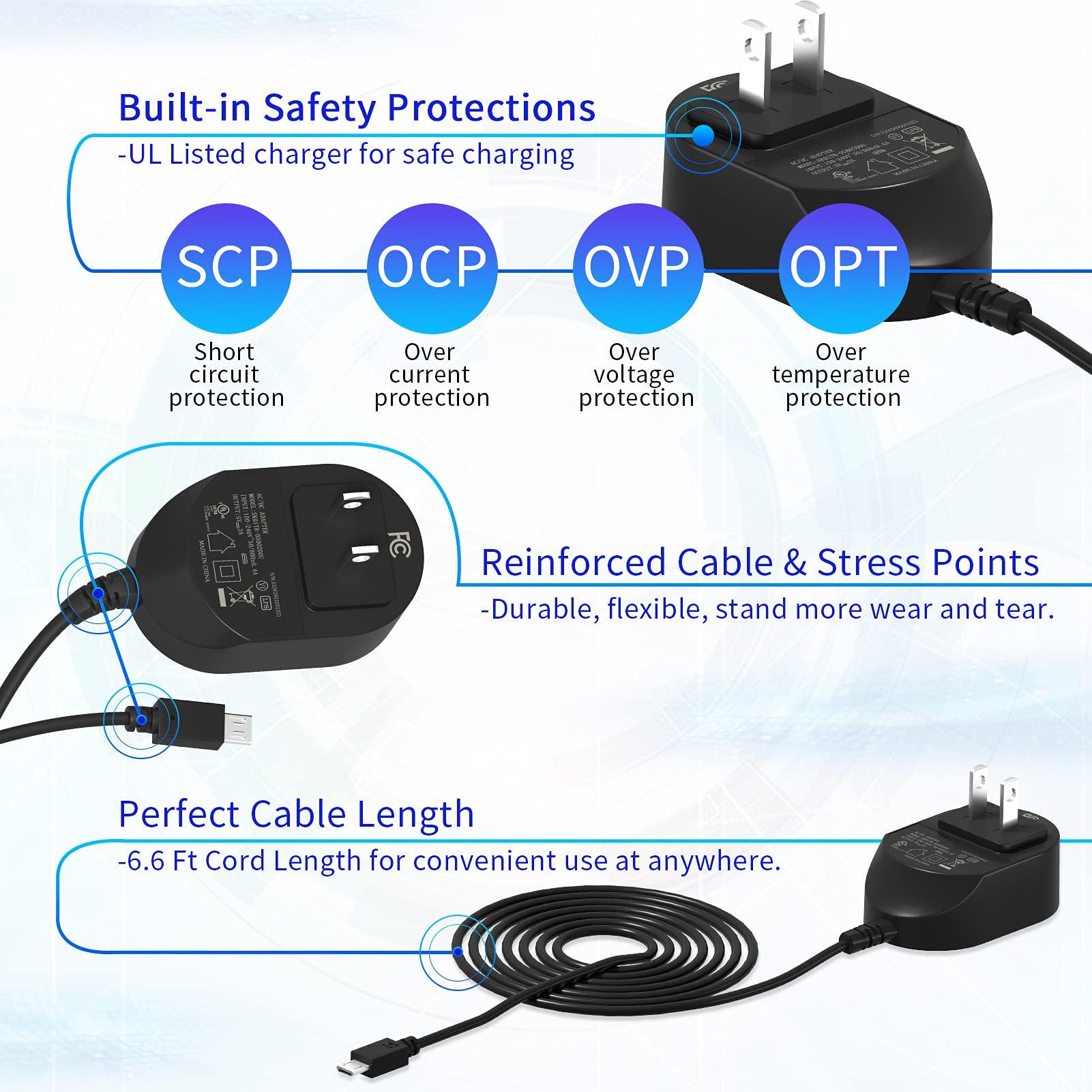 TPLTECH 5V AC Adapter Charger for Bose Soundlink Color I, II 2 / Mini II 2 / Revolve/Revolve Plus Bluetooth Speaker, QuietComfort 35 20 Headphones Micro 6.5FT USB Cable Charging Cord [UL Listed] - Image 3