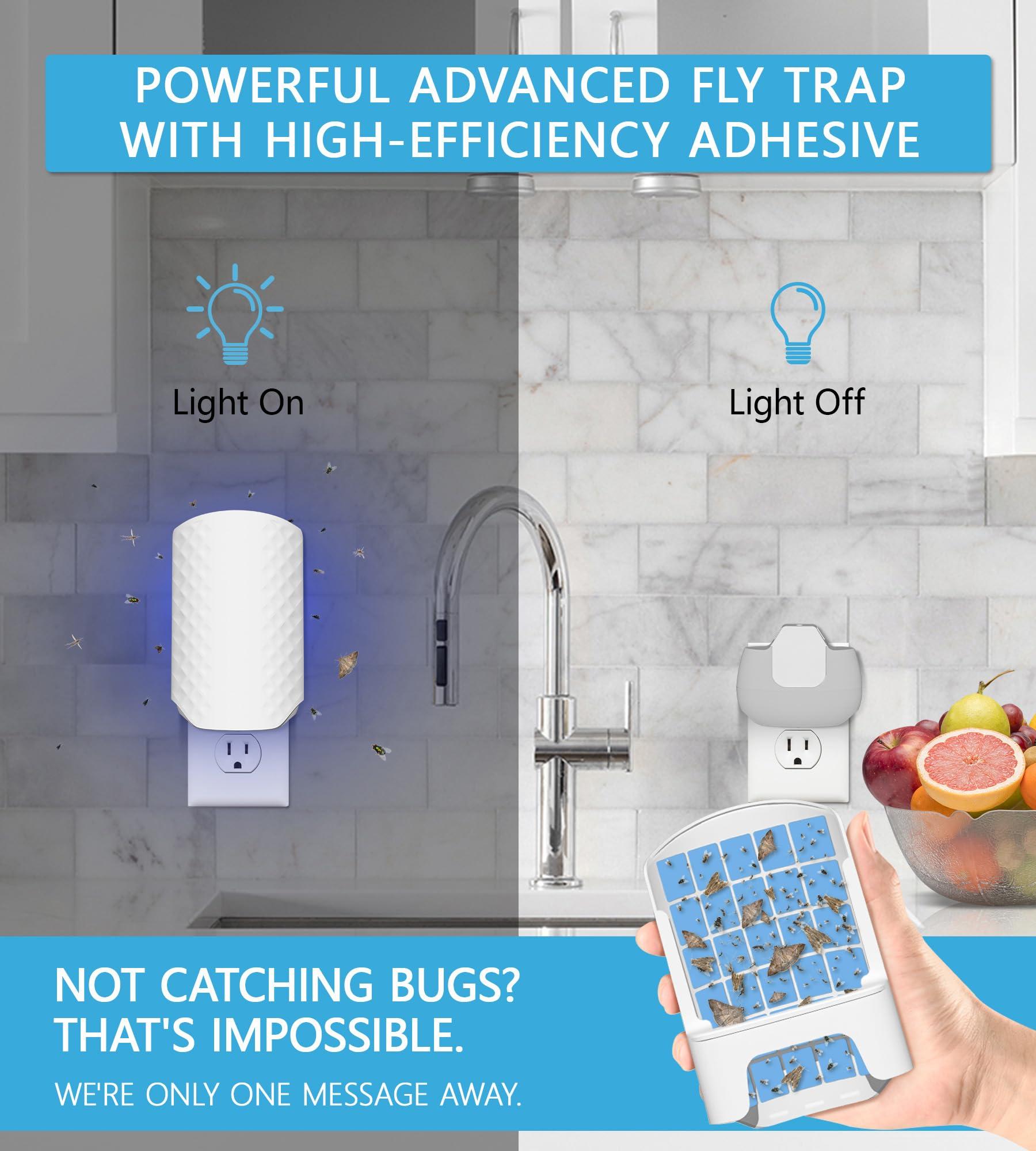 WowCatch Flying Insect Trap for Indoors, Bug Killer Light Trap for Fruit Flies, Gnats, Moths, and Houseflies, 1 Device + 4 Refills, Best Fly Traps for Home, Kitchen, Bedroom, Plant Area, Garages - Image 2
