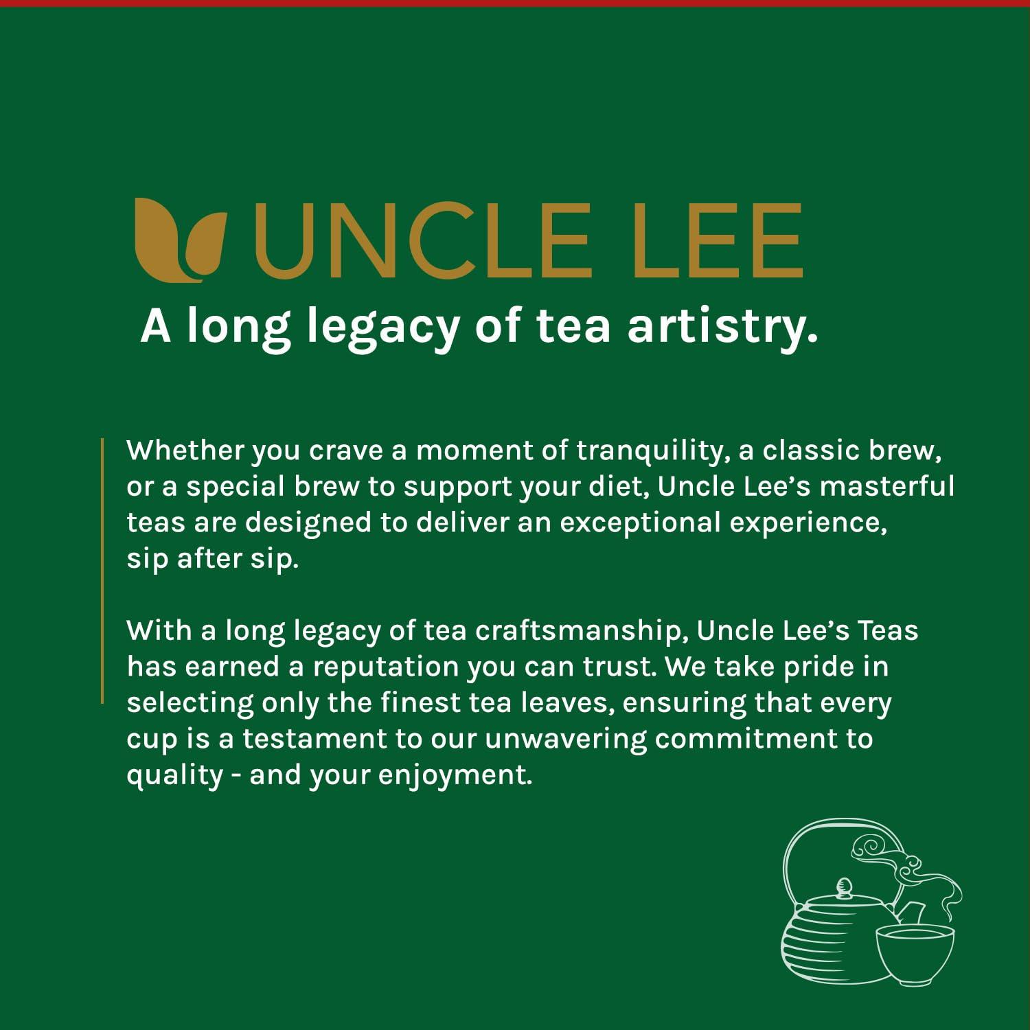 Uncle Lee's Organic Green Tea Bags 4-Pack, 106-Count Super Packs – Bright & Refreshing, Lightly Caffeinated Bulk Tea for Home, Office, Camping - Image 8