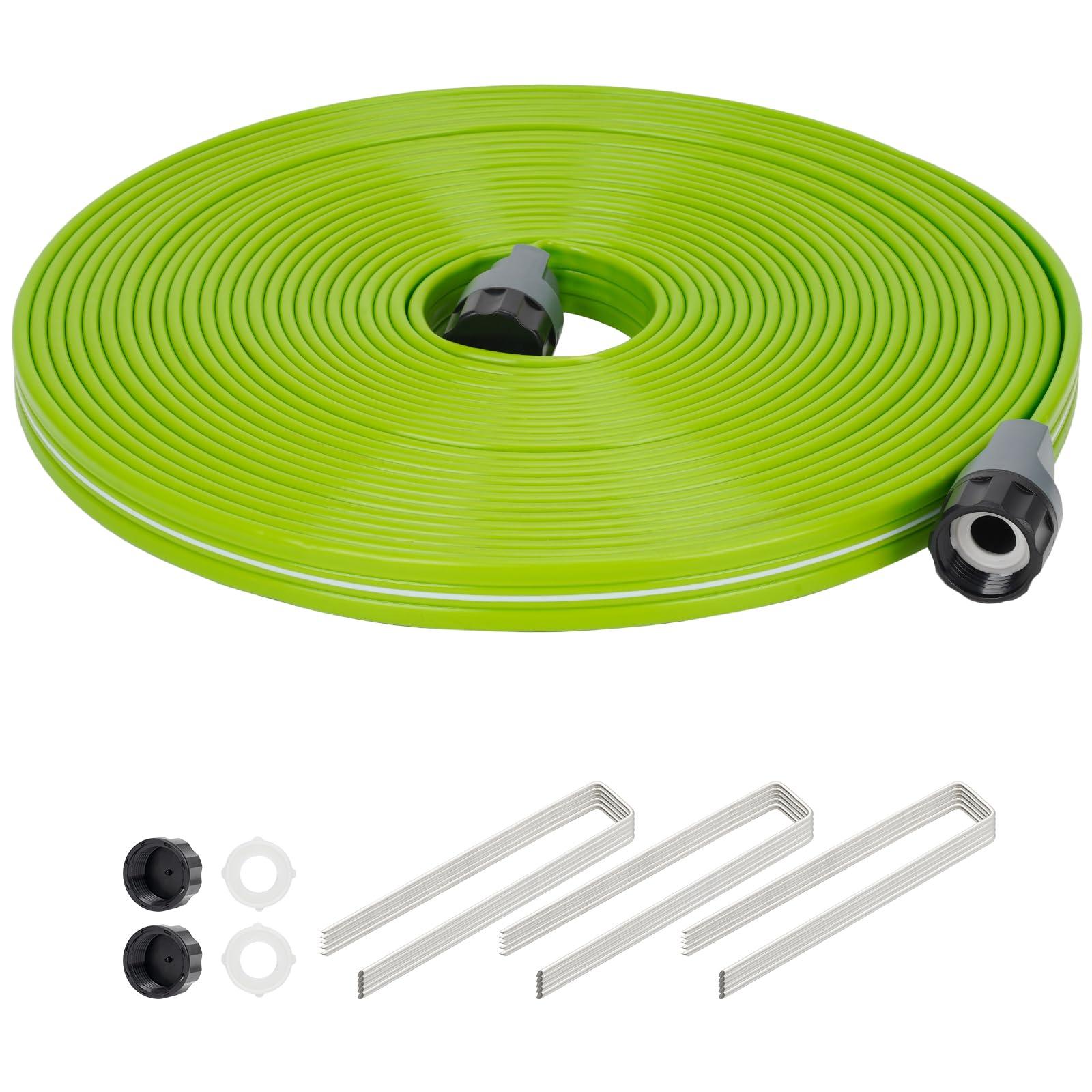 KOBAZ Sprinkler Soaker Hose 50FT with Holes, Garden Watering Hose with Stakes, Drip Hose Sprinkler, Efficient Saving Water for Lawn Garden and Yard, Leakproof