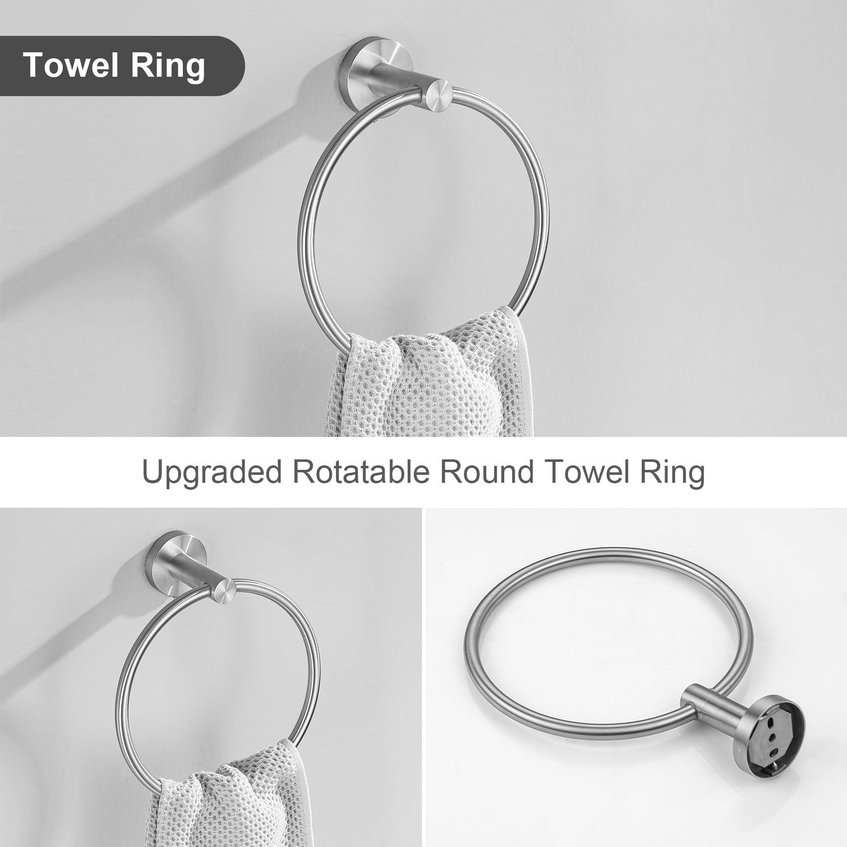Lairuier Bathroom Hardware Set,Brushed Nickel 5-pieceTowel Bar Set Stainless Steel Wall Mounted Bathroom Hardware Accessories Set - Image 5
