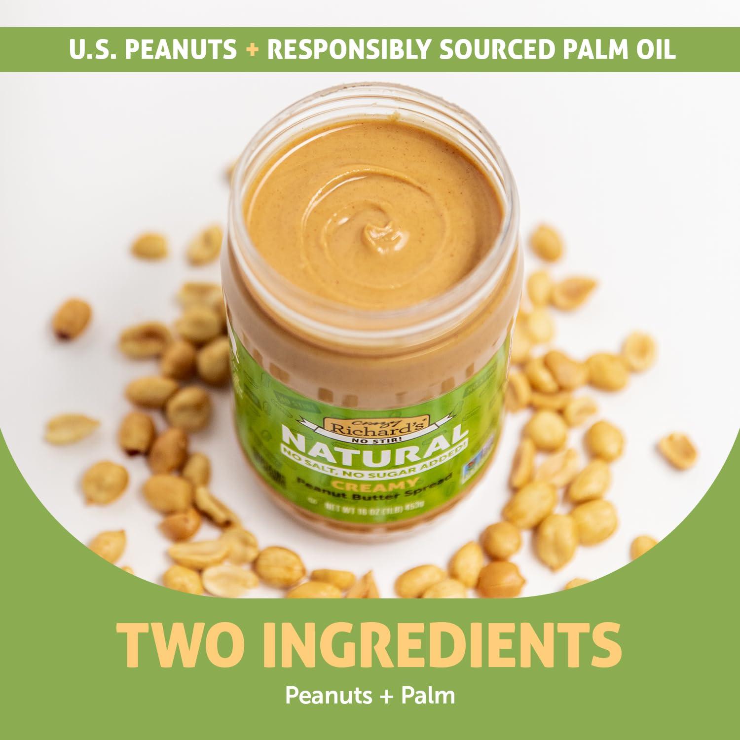 Crazy Richard's Creamy No Stir Peanut Butter with No Added Salt, Sugar, Or Preservatives (1 Pack) - Image 5