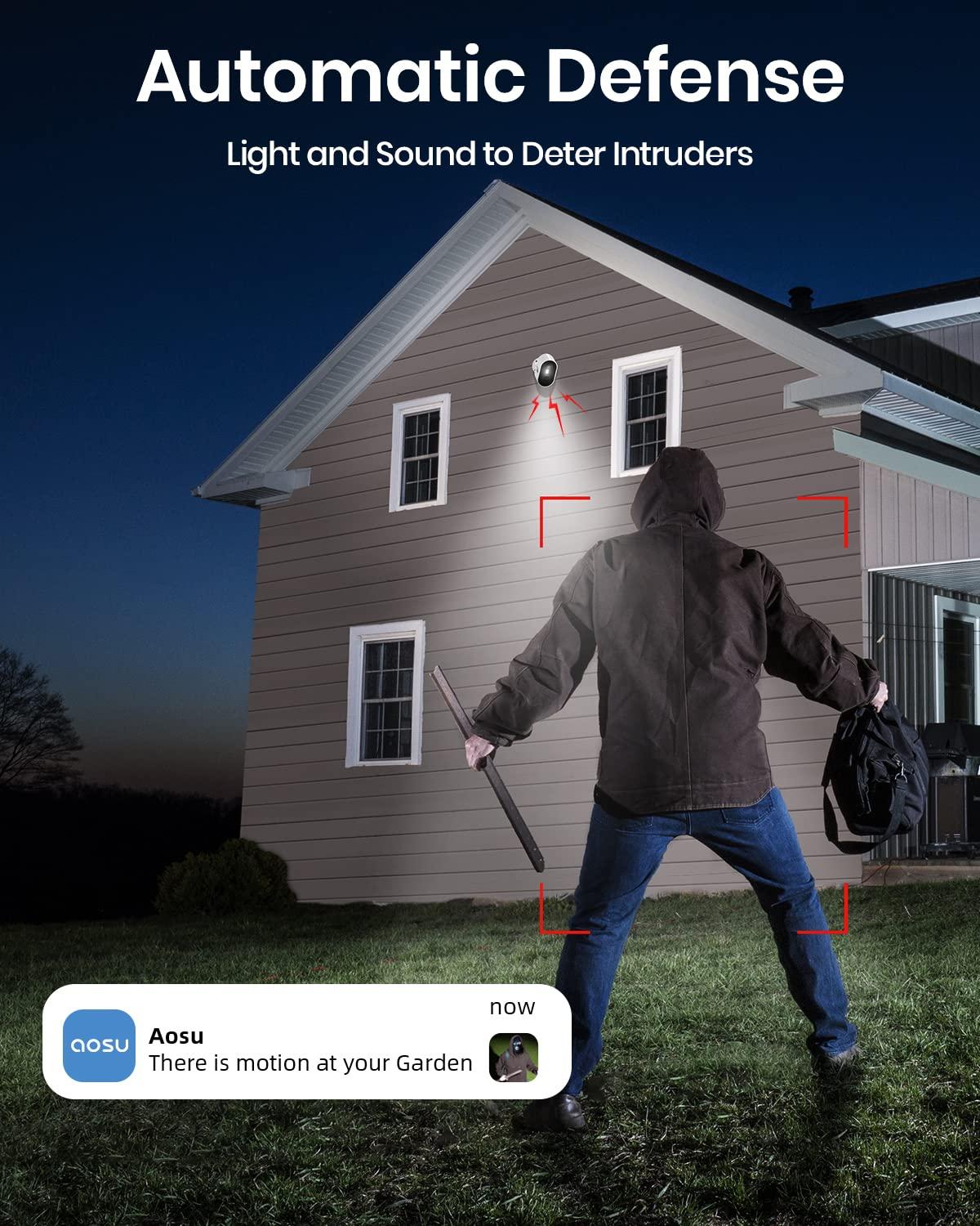 AOSU Security Cameras Wireless Outdoor Home System, True 2K HD Night Vision, No Subscription, 240-Day Battery Life, 166° Wide View, Spotlight & Siren Alarm, Motion Alert, Support 2.4G & 5G WiFi Router - Image 7
