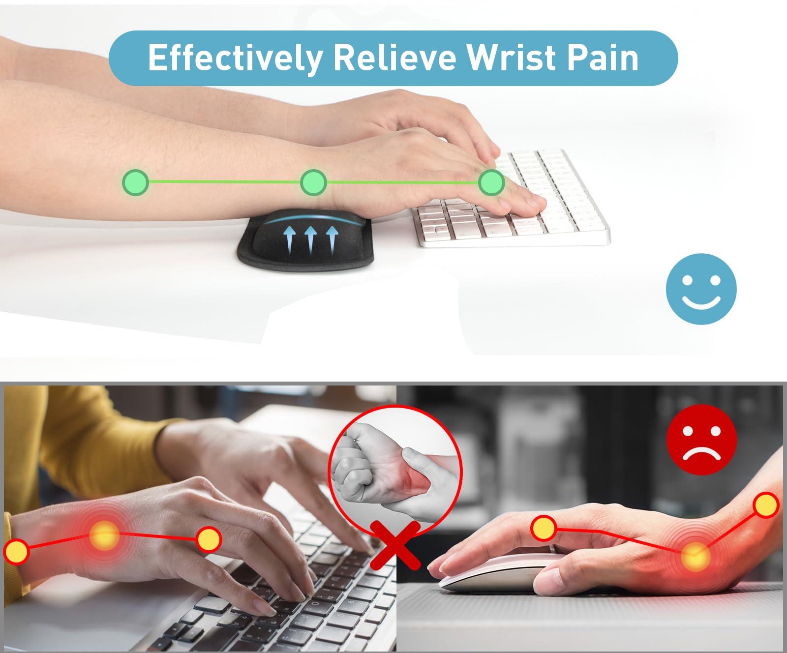Yolanda Keyboard Wrist Rest Memory Foam, Easy Typing Pain Relief, Keyboard Mouse Pad Set for Computer, Laptop, Home & Office - Image 6
