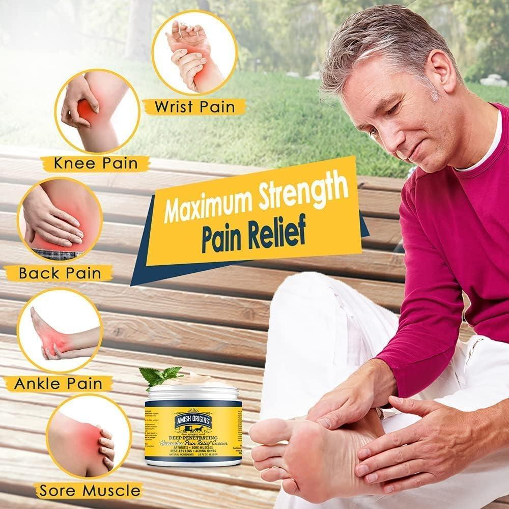 Amish Origins Arthritis Pain Relief Cream - 3.5 oz - Maximum Strength Deep Penetrating for Joint, Muscle, Knee, Back, Feet, Hand, Ankle, Aches, 1 Pack - Image 4