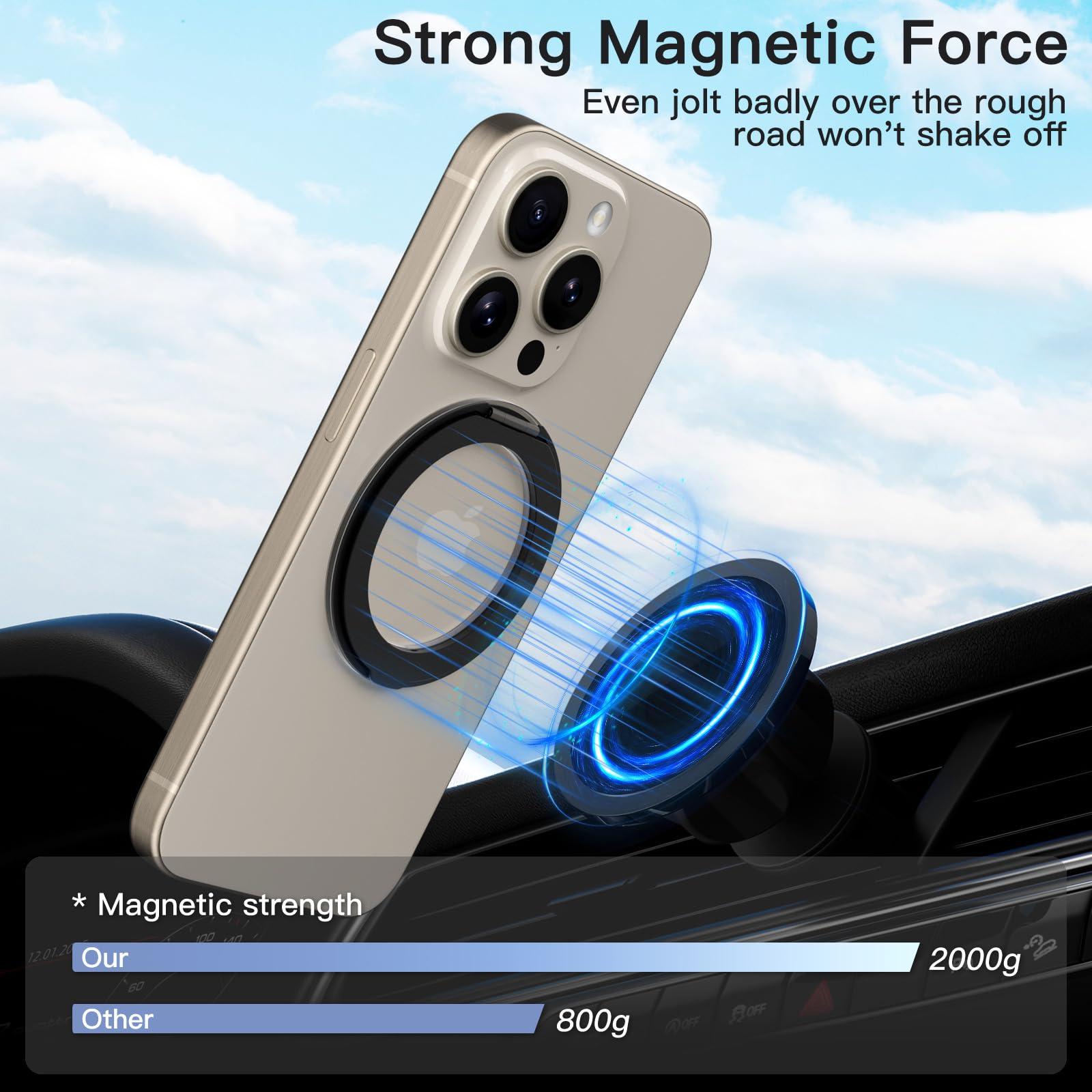 COOLQO 4Pcs 360 Spin Cell Grip Ring Phone Stand [Upgrade Gear Hinge Stress Anxiety Relief] Magnetic Holders for Your car Accessories Desk Mount Compatible with iPhone All Smartphones, Black - Image 5