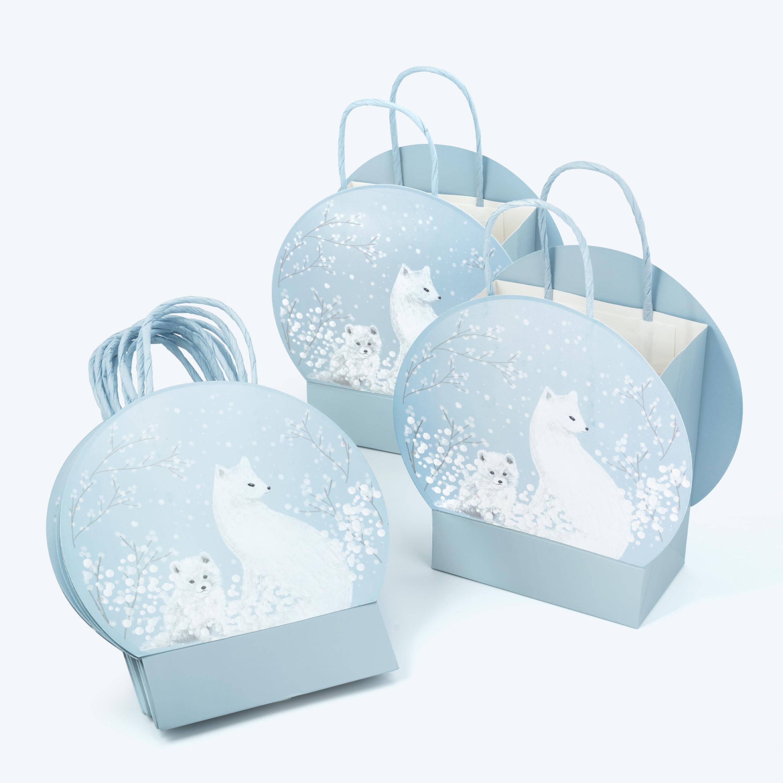 Cheerland Goodie Bag Arctic Fox Party Favor Gift Bags Winter Animal Christmas Candy Treat Small Paper bags for Winter Wonderland Birthday Baby Shower Onederland Party Favors And Supplies - Pack of 8 - Image 5