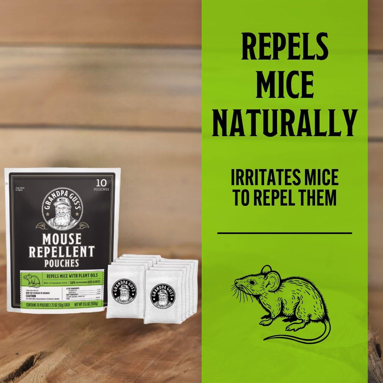 Grandpa Gus's Extra-Strength Mouse Repellent Pouches, Cinnamon/Peppermint Oils Repel Mice from Nesting & Freshen Air in Car/RV/Boat/Garage/Shed/Cabin, 1.75 oz (Pack of 10) - Image 2