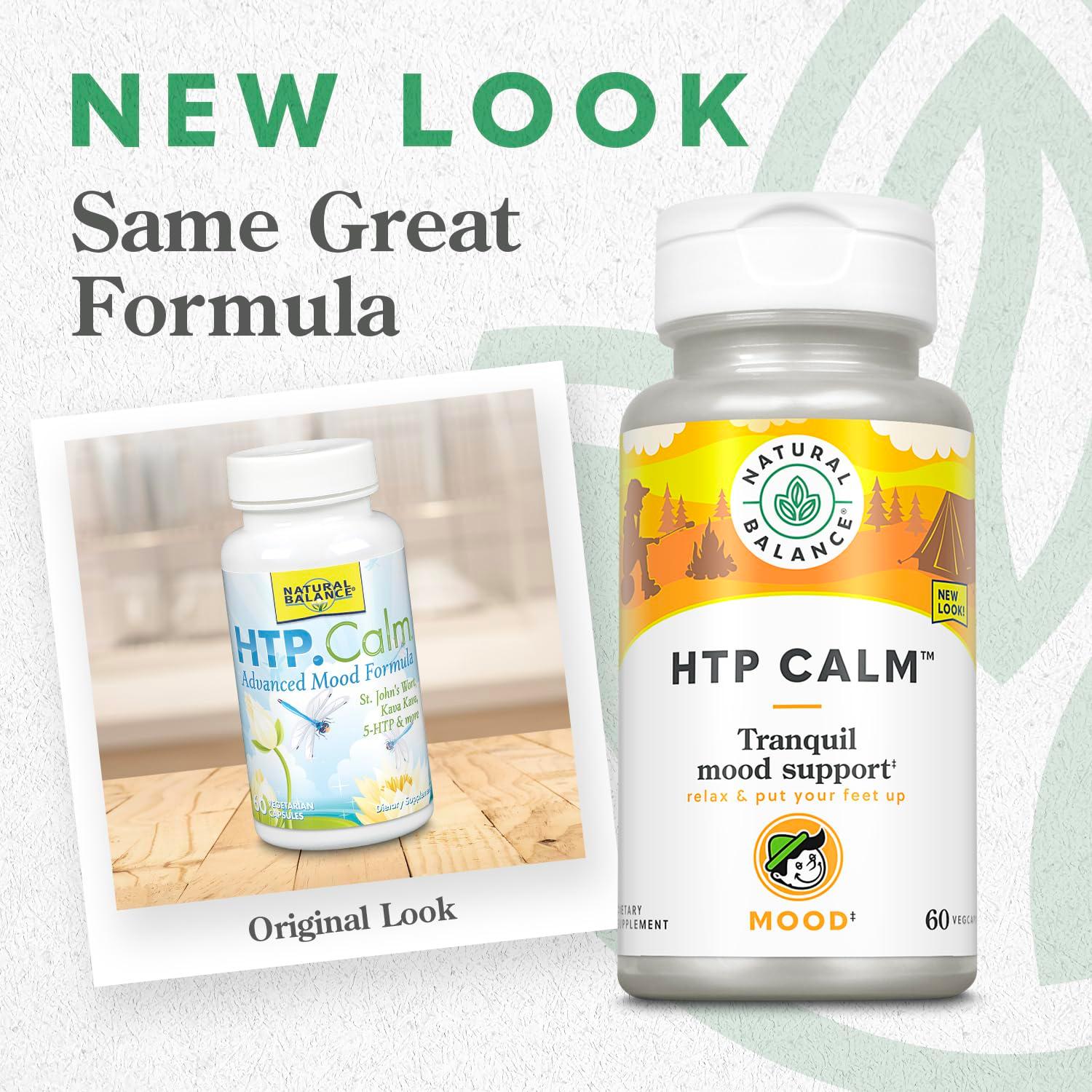Natural Balance HTP Calm | Herbal Supplement Helps Support Mood, Relaxation & Stress | Vitamin B-6, Kava Kava & St. Johns Wort | 60 Caps - Image 2