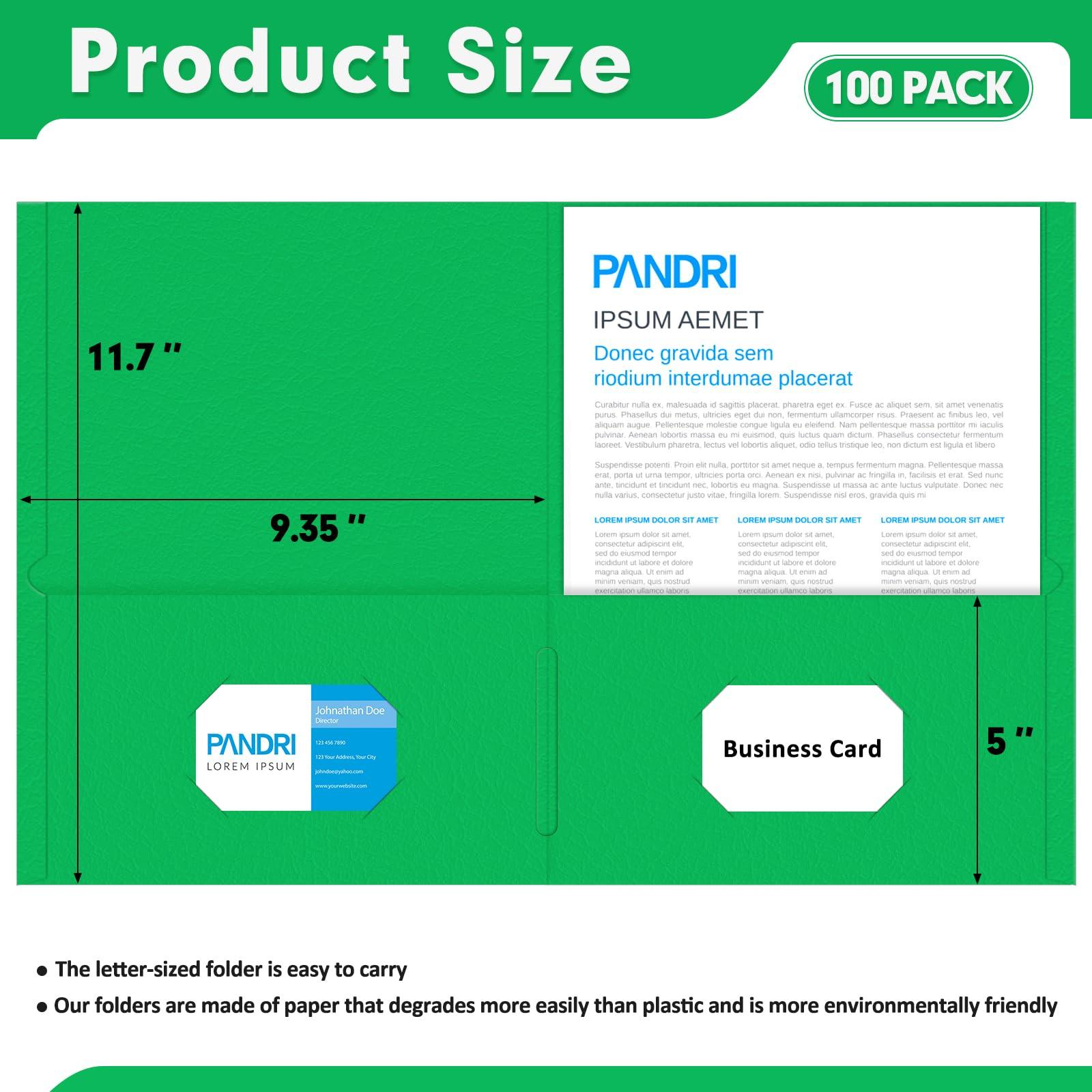 Two Pocket Folders, PANDRI 100 Pack 2 Pocket Folders, Letter Size Paper File Folder for School Office Home Business, Assorted 5 Colors - Image 3