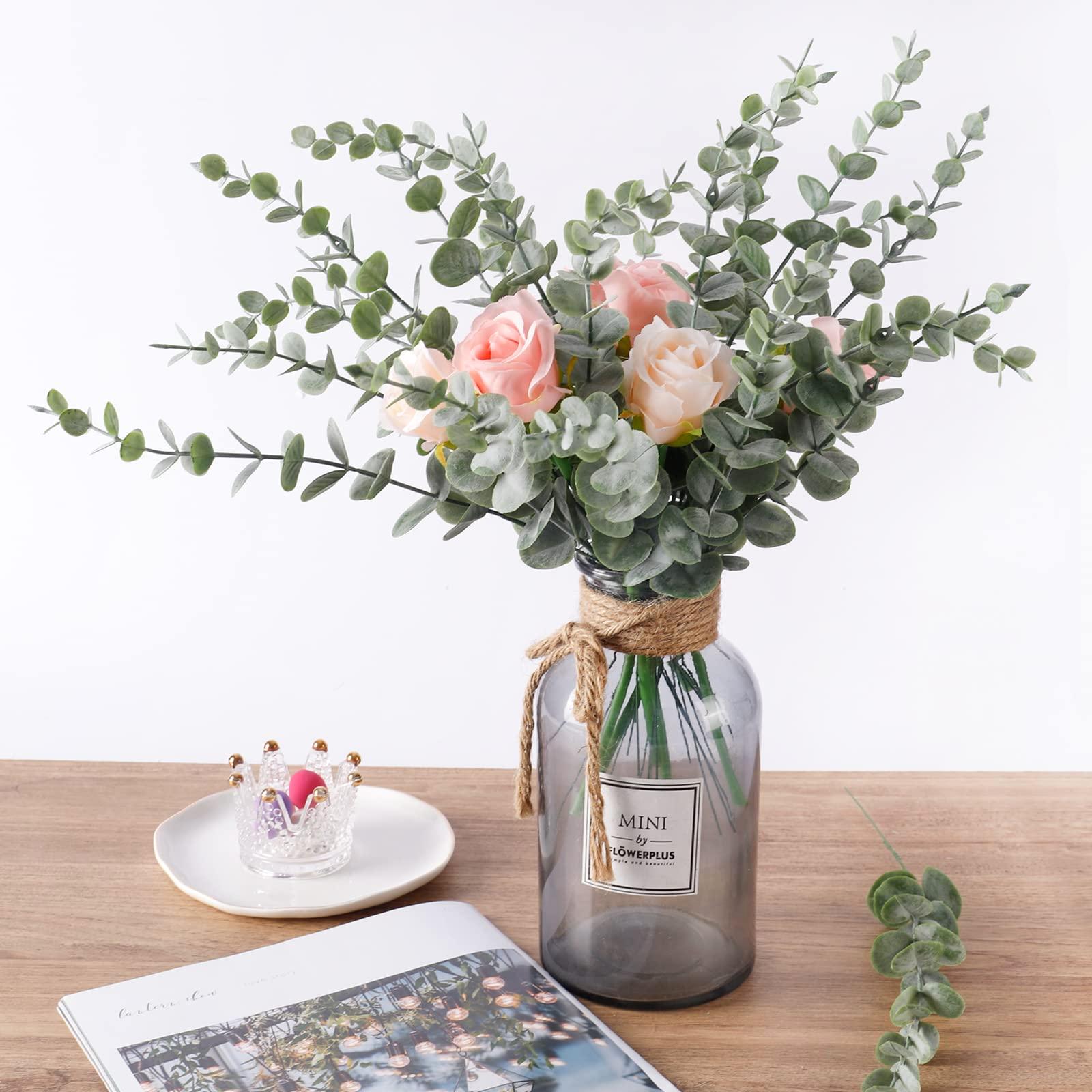 CEWOR 24pcs Eucalyptus Stems Artificial Eucalyptus Leaves Fake Greenery Branches Fake Flowers for Wedding Centerpiece Spring Easter Farmhouse Home Decoration - Image 2