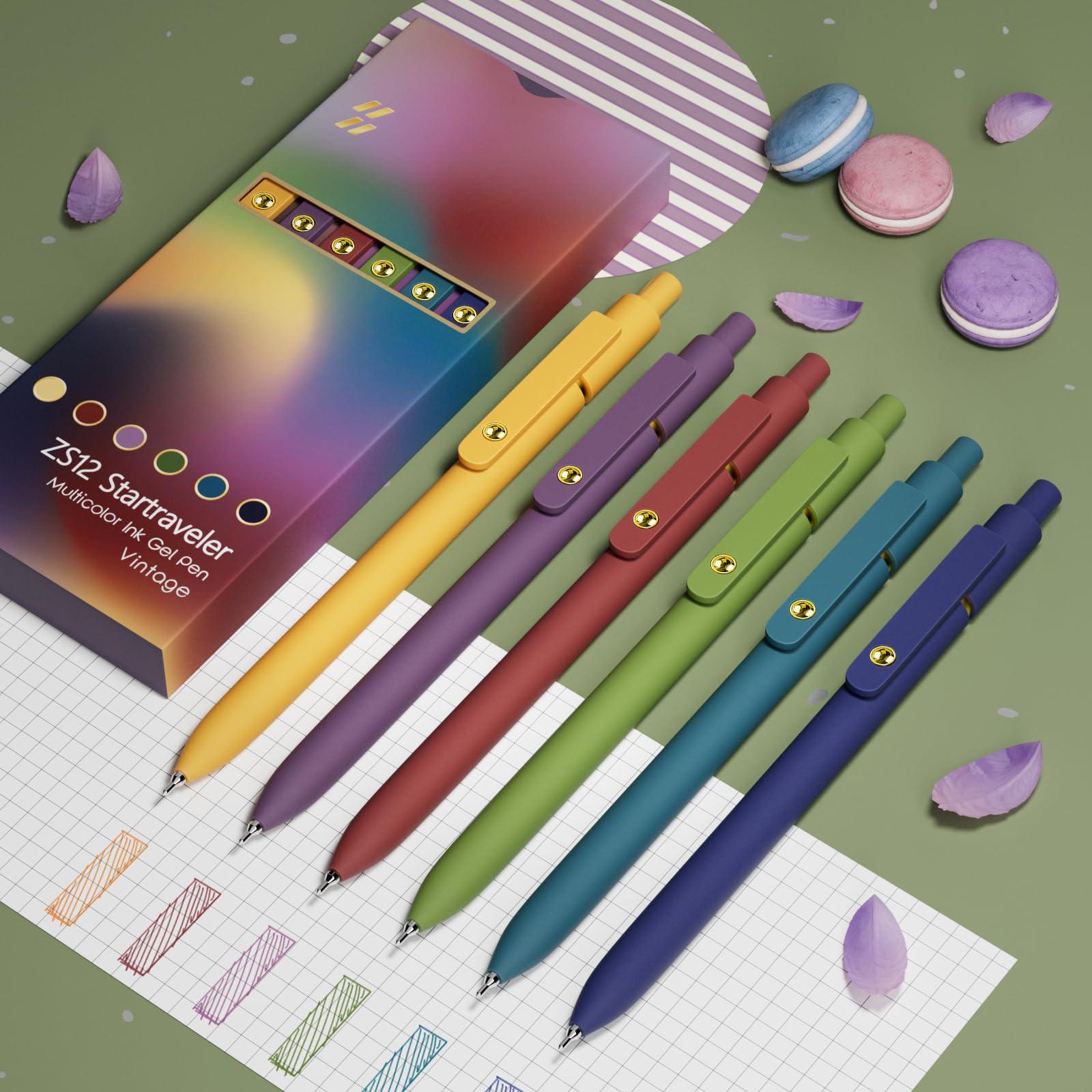 YOXMJDB 6 Pcs Colorful Pens Colored Pens 0.5mm Colored Ink Gel Pen Fine Point Smooth Writing Pen for Journaling and Note Taking Office School Supplies Gifts for Women Men (6 Pcs Vintage Gold) - Image 7