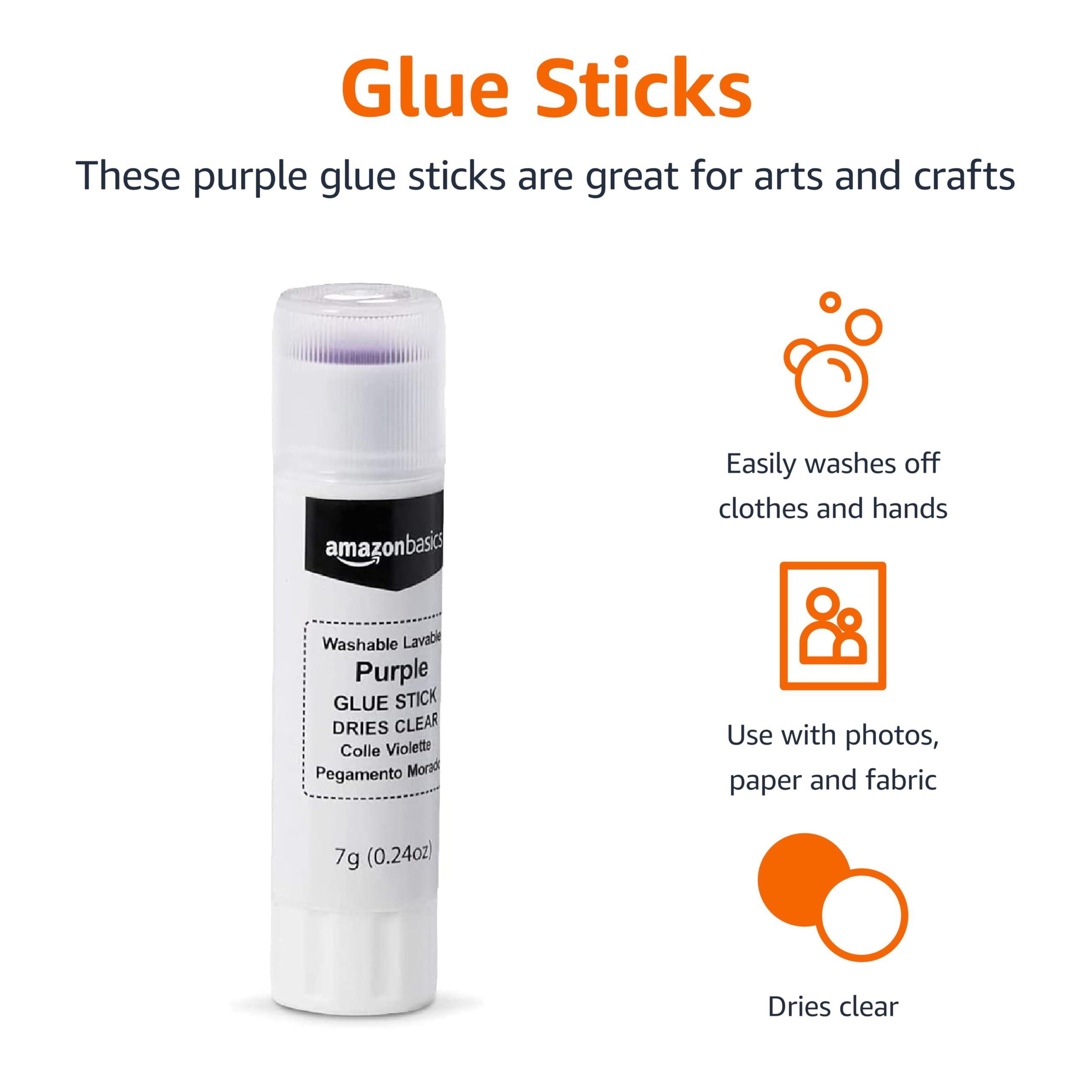 Amazon Basics Purple Washable School Glue Sticks, Dries Clear, Non-Toxic, 0.24-oz Stick, 60-Pack - Image 2