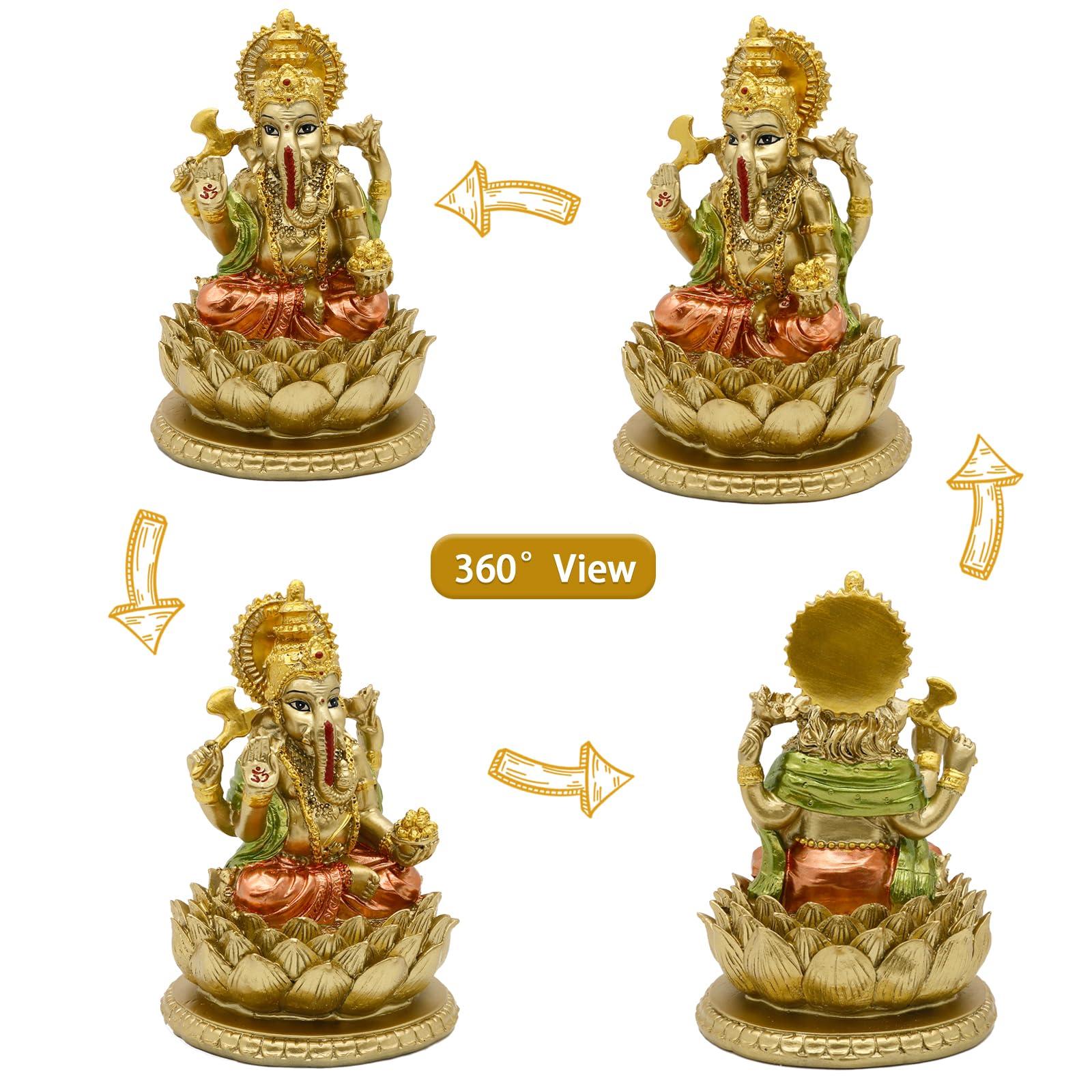 alikiki Hindu God Lord Ganesha Statue - India God Ganesh Statue Ganpati Idol Sculpture Indian Mandir Temple Pooja Items Home Altar Yoga Meditation Room Decor Gifts for Indian - Image 4