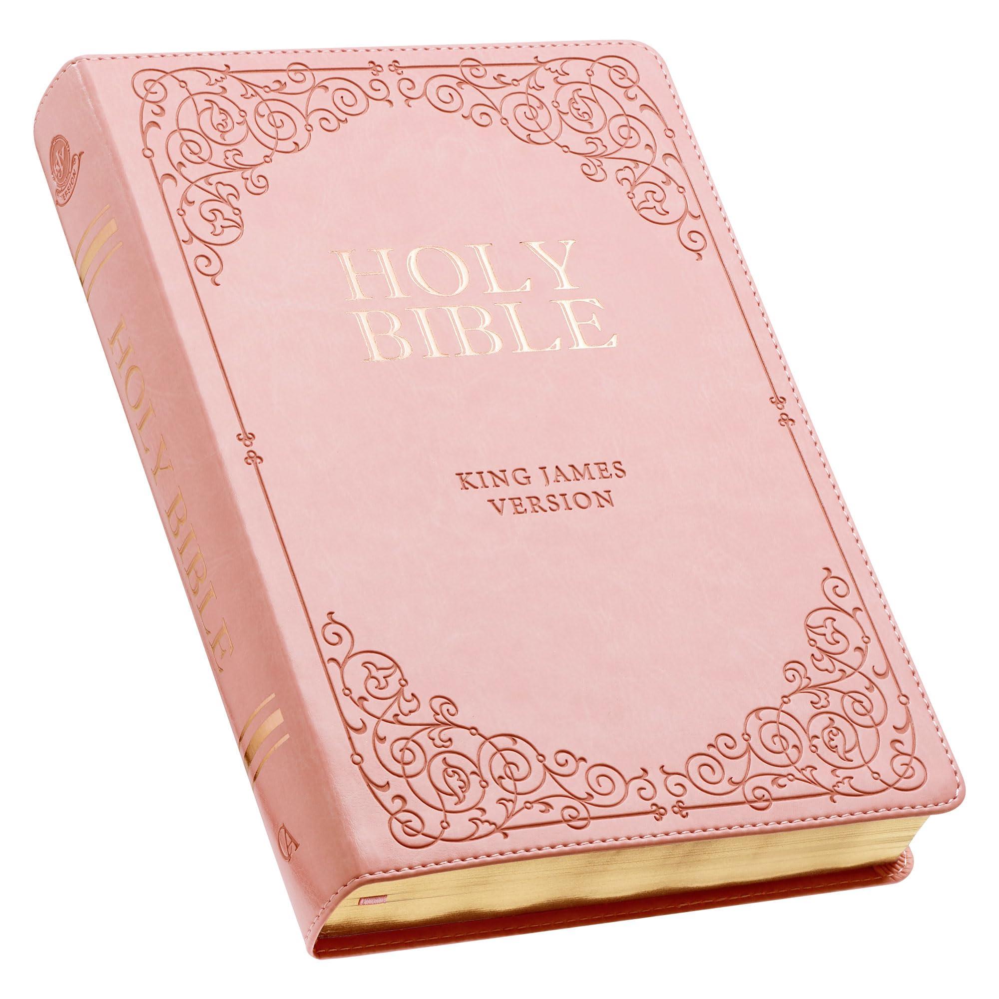 KJV Holy Bible, Giant Print Full-size Faux Leather Red Letter Edition - Thumb Index & Ribbon Marker, King James Version, Pink (KJV Full Size GP Editions)