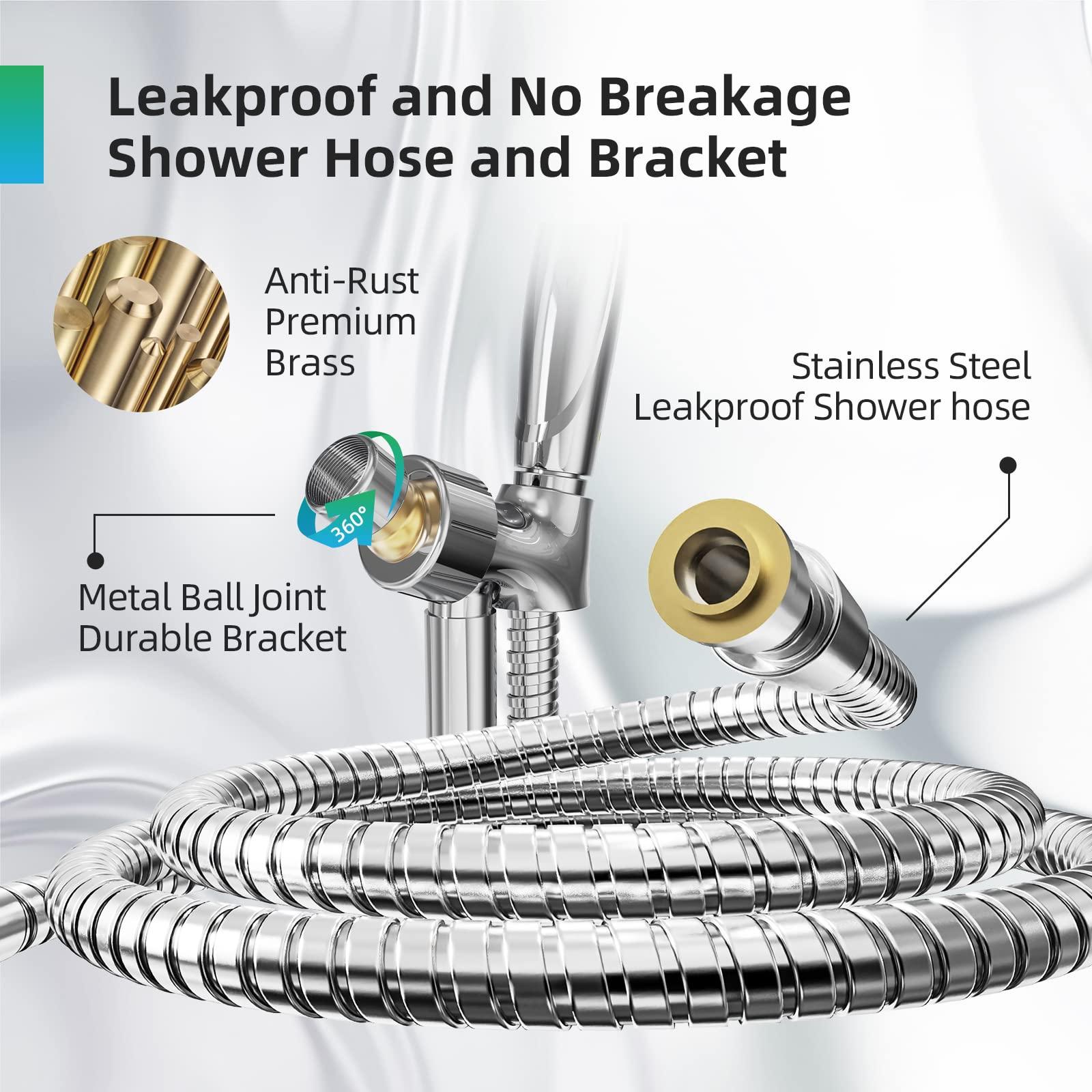 BESAQUO Shower Head,10 Functions High Pressure shower head with handheld, Built-in Pause Mode & 2 Power Wash, Non-Clogging Nozzles High Flow Hand Held Shower Head, Leakproof 6.5ft Hose&Metal Bracket - Image 7