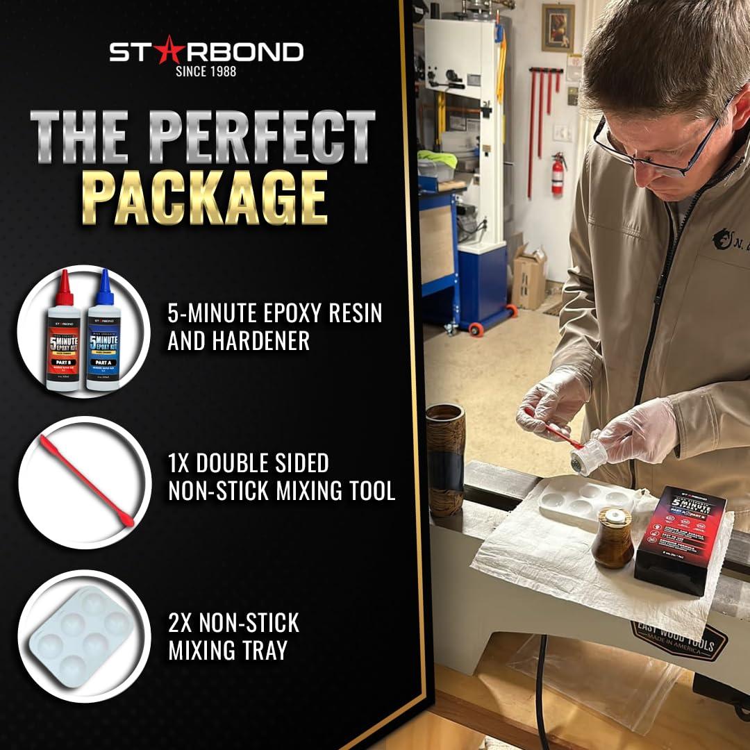 8 oz. XL Starbond 5 Minute Epoxy — Enhanced Strength (2,600 lb Shear Strength), UV-Resistant, Easy to Use, Fast Setting Glue — Compatible with Metal, Plastic, Wood, Ceramics, Glass and More - Image 4