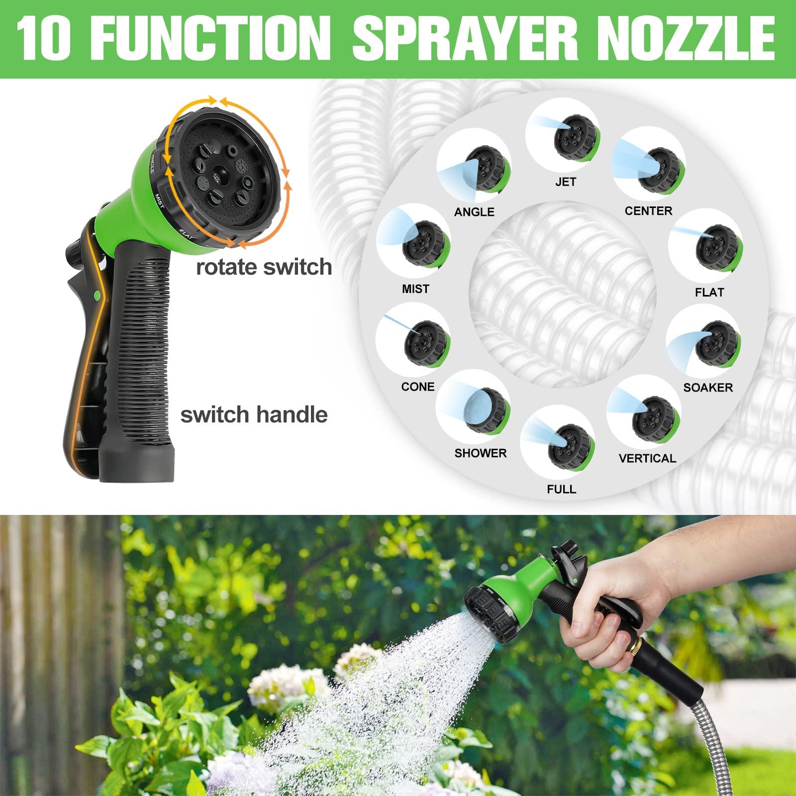 TVKB Garden Hose 100ft Stainless Steel Water Hose Super Tough Flexible Water Pipe with Brass Fittings and Sprayer Nozzle, No Kink, Rust Proof - Image 5