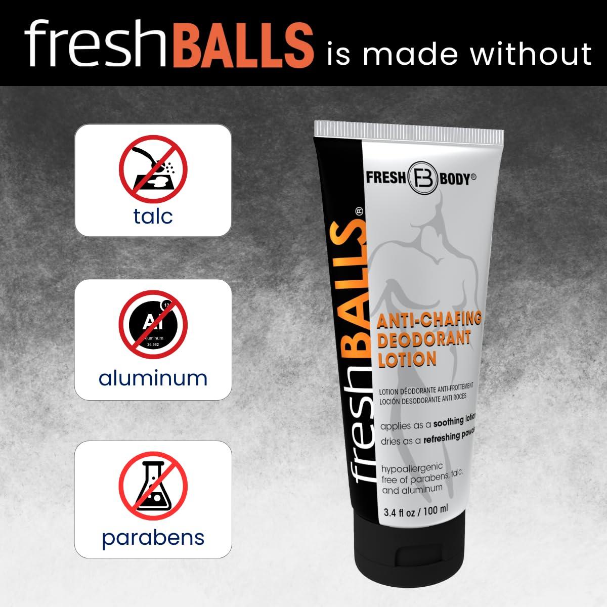 Fresh BALLS Cream | Anti-Chafing Comfort Men's Soothing Lotion to Powder Ball Deodorant and Hygiene for Groin Area, 3.4 fl oz (Pack of 2) - Image 6