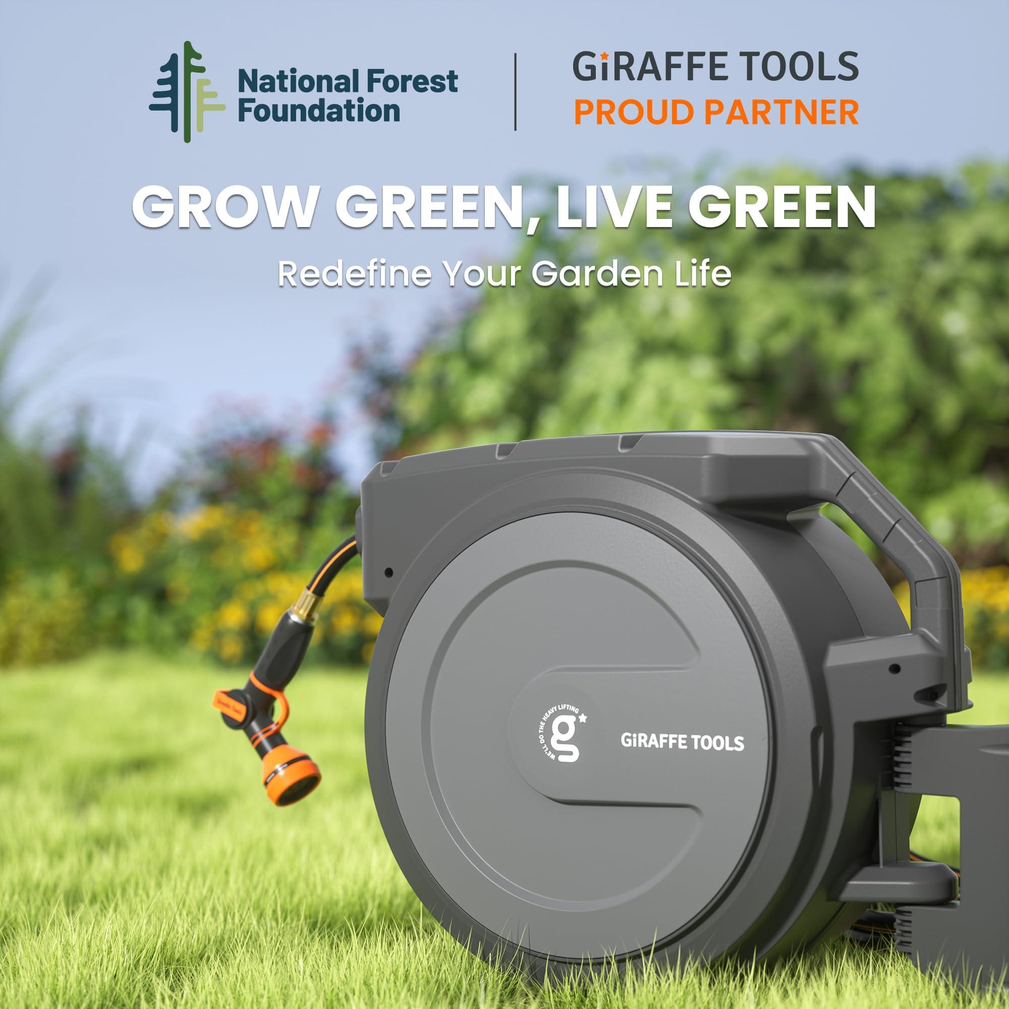 Giraffe Tools Retractable Garden Hose Reel 1/2 Inch x 130 ft, Super Heavy Duty, Any Length Lock, Slow Return System, Wall Mounted and 180 Deg Swivel Bracket - Image 5