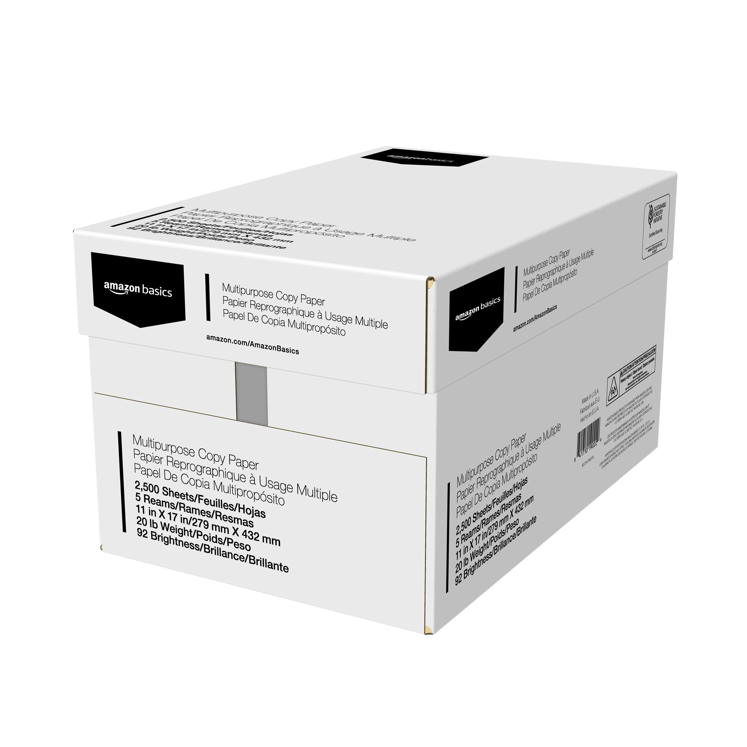 Amazon Basics 92 Bright Multipurpose Copy Paper, 11 x 17 Inches, Pack of 5, 2500 Count, White - Image 2
