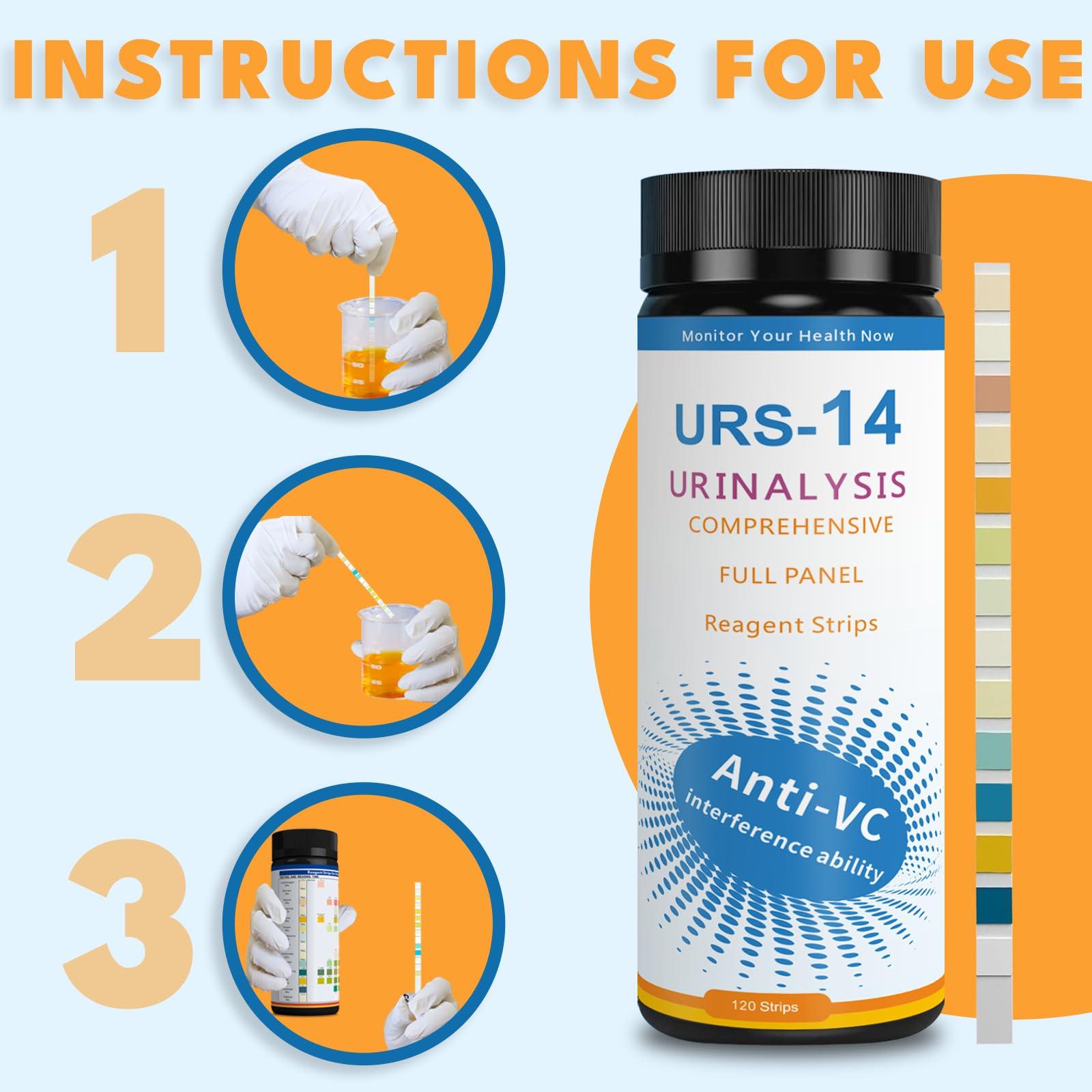 14-URS Reagent Test Strips [120 ct] for Urinalysis and Detection of UTI, LEK, Pro, Ket and More, Comprehensive Test - for Men & Women at Home Use with Reliable Results in 60 sec. - Image 5