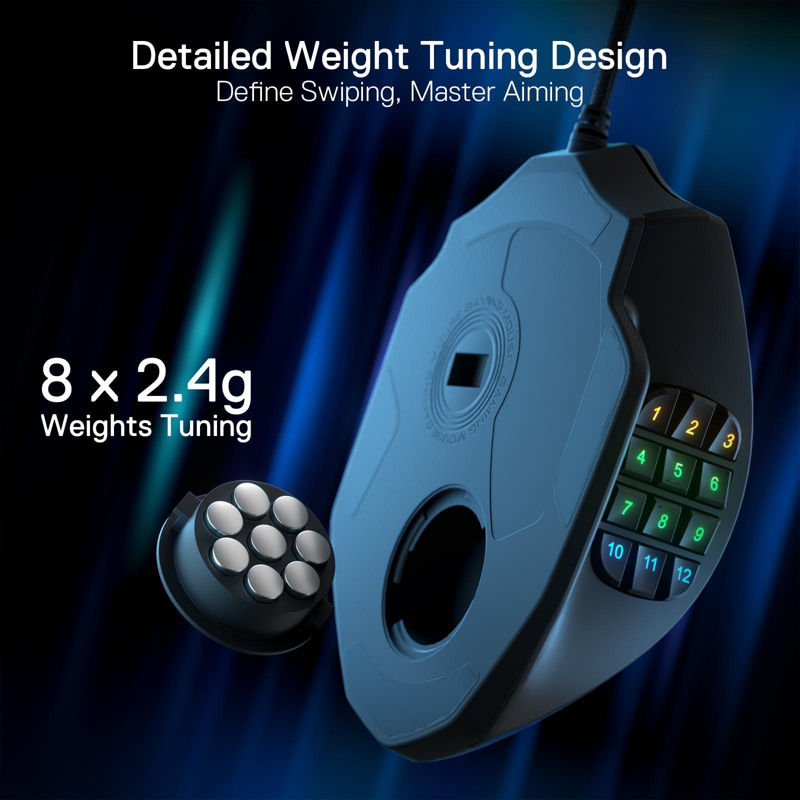Redragon M908 Impact RGB LED MMO Gaming Mouse with 12 Side Buttons, Optical Wired Ergonomic Mouse with Max 12,400DPI, High Precision, 18 Programmable Macro Shortcuts, Comfort Grip - Image 6