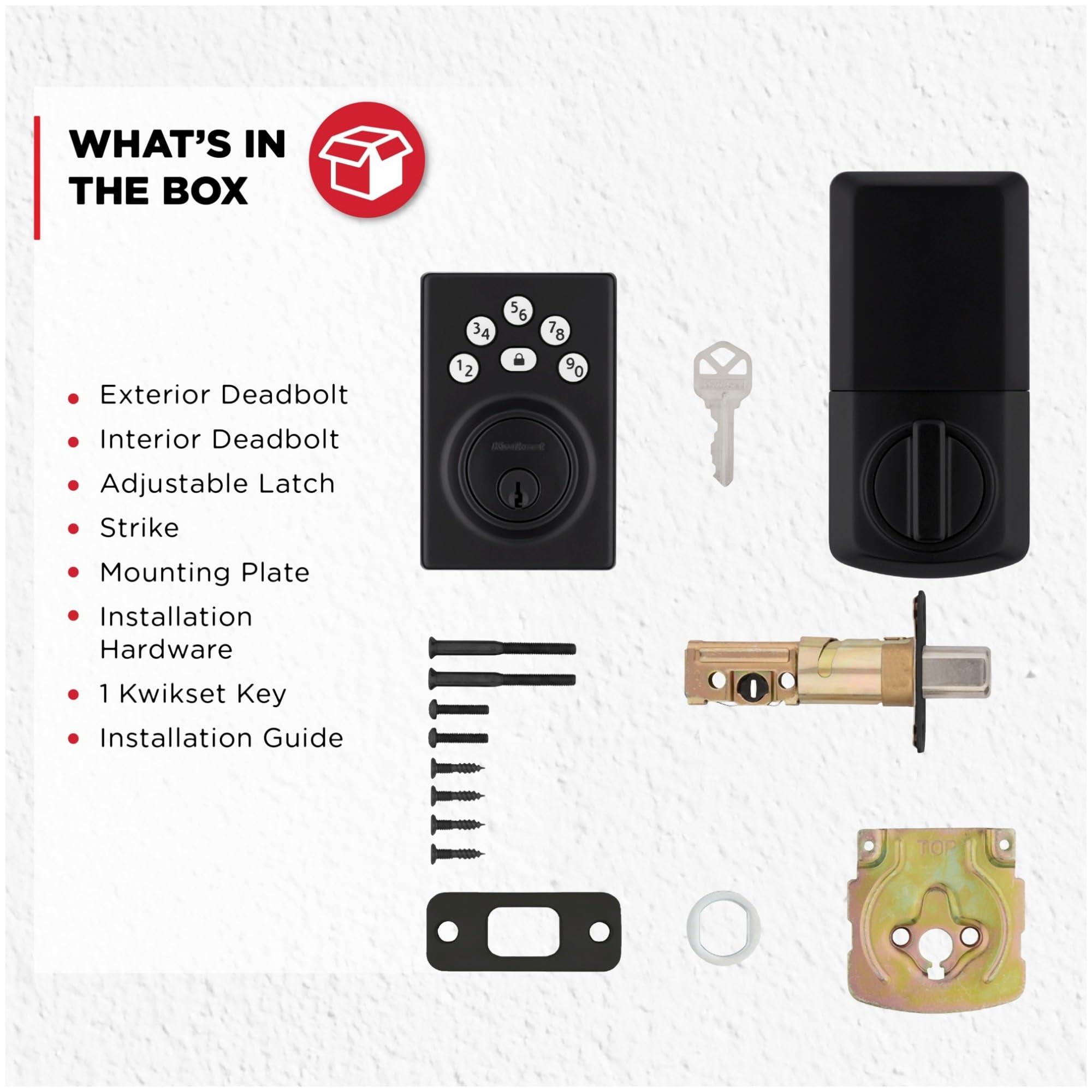 Kwikset 9240CNT-514 Contemporary Powerbolt Electronic SmartCode Deadbolt with RCAL Latch and RCS Strike Matte Black Finish - Image 3