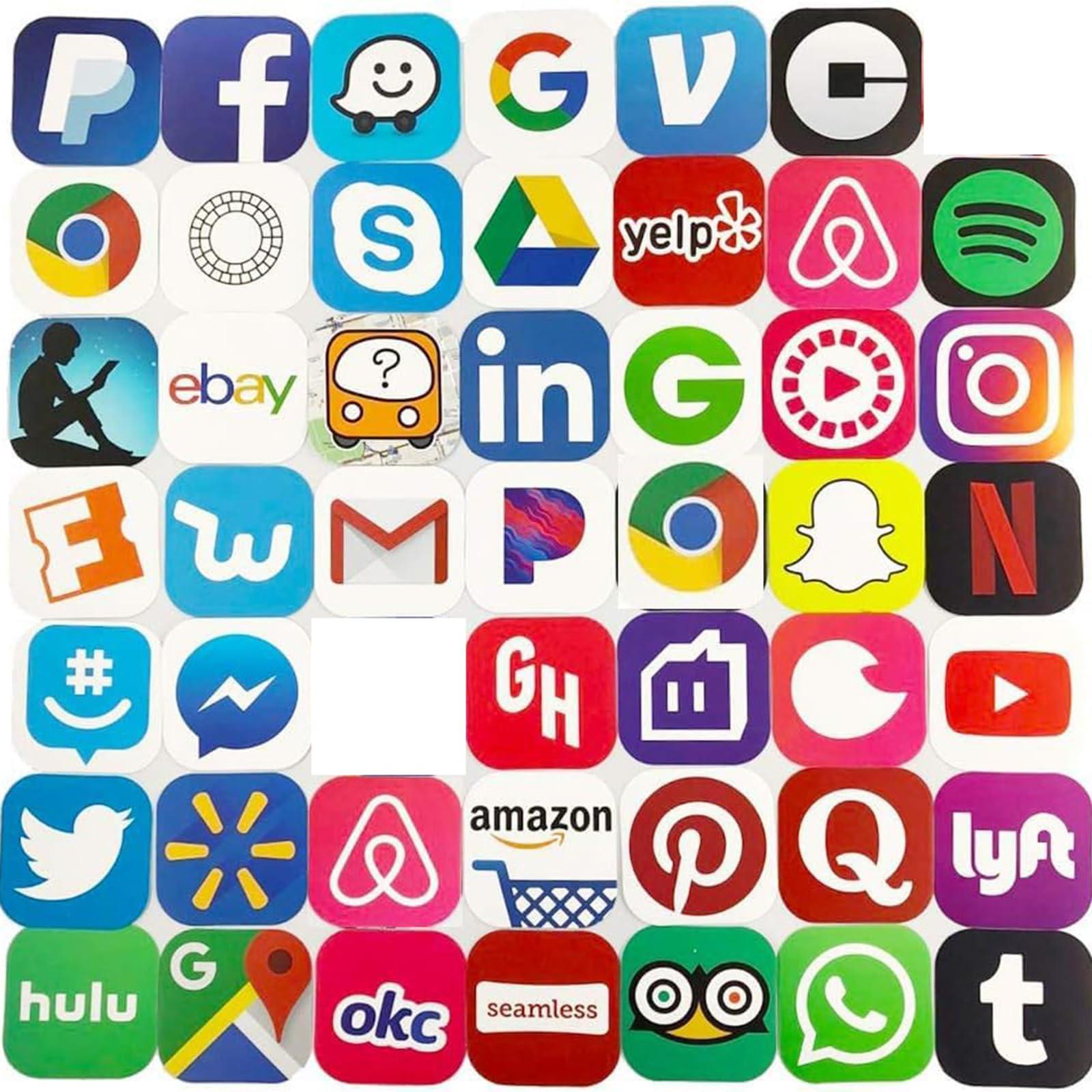 App Stickers for Laptop 50Pcs Pack, Teen Waterproof Vinyl Water Bottle Computer Notebook Car Skateboard Motorcycle Bicycle Luggage Guitar Bike Decal - Image 2