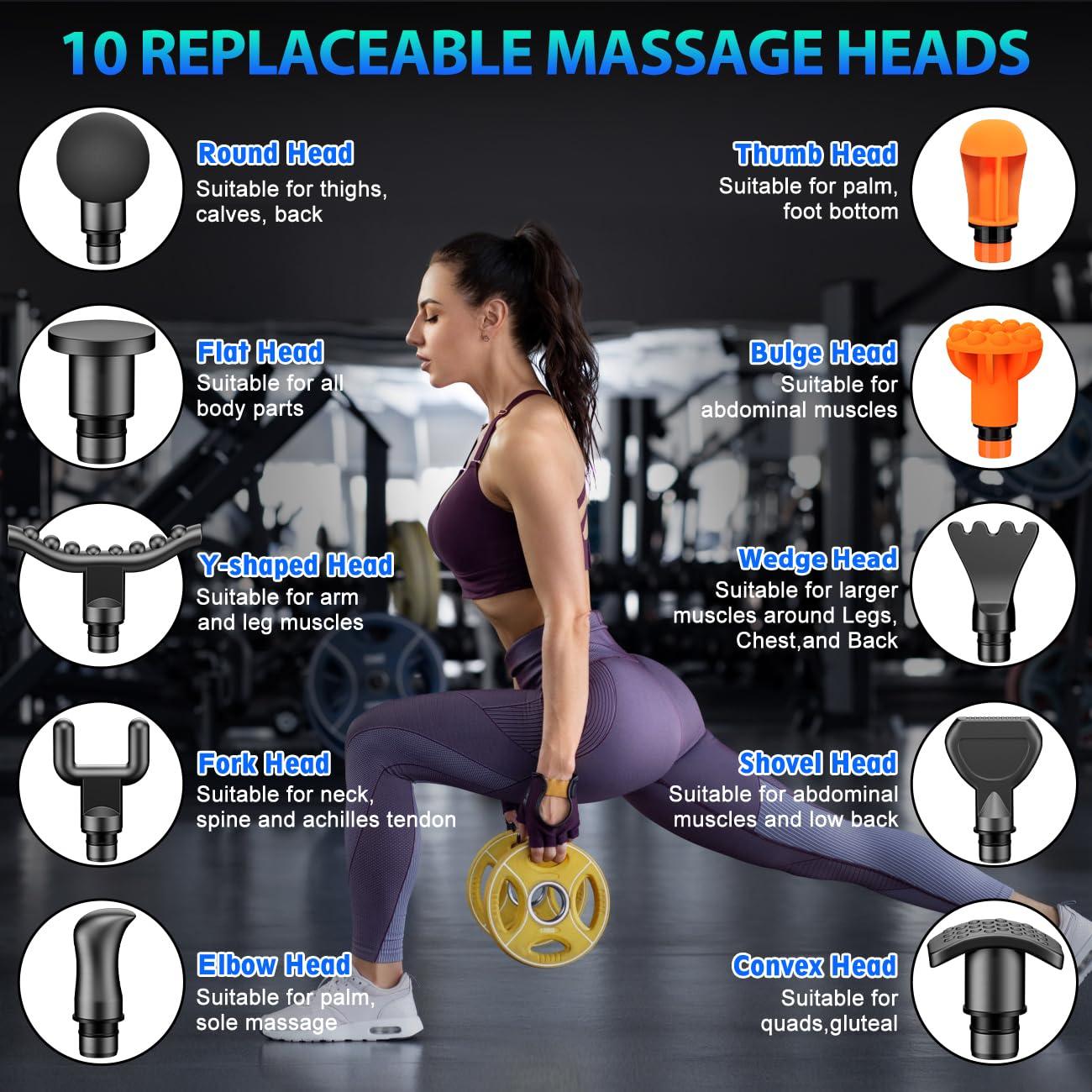 TOLOCO Massage Gun, Deep Tissue Back Massage for Athletes for Pain Relief, Percussion Massager with 10 Massages Heads & Silent Brushless Motor, Gifts for Fathers Day, Black - Image 5