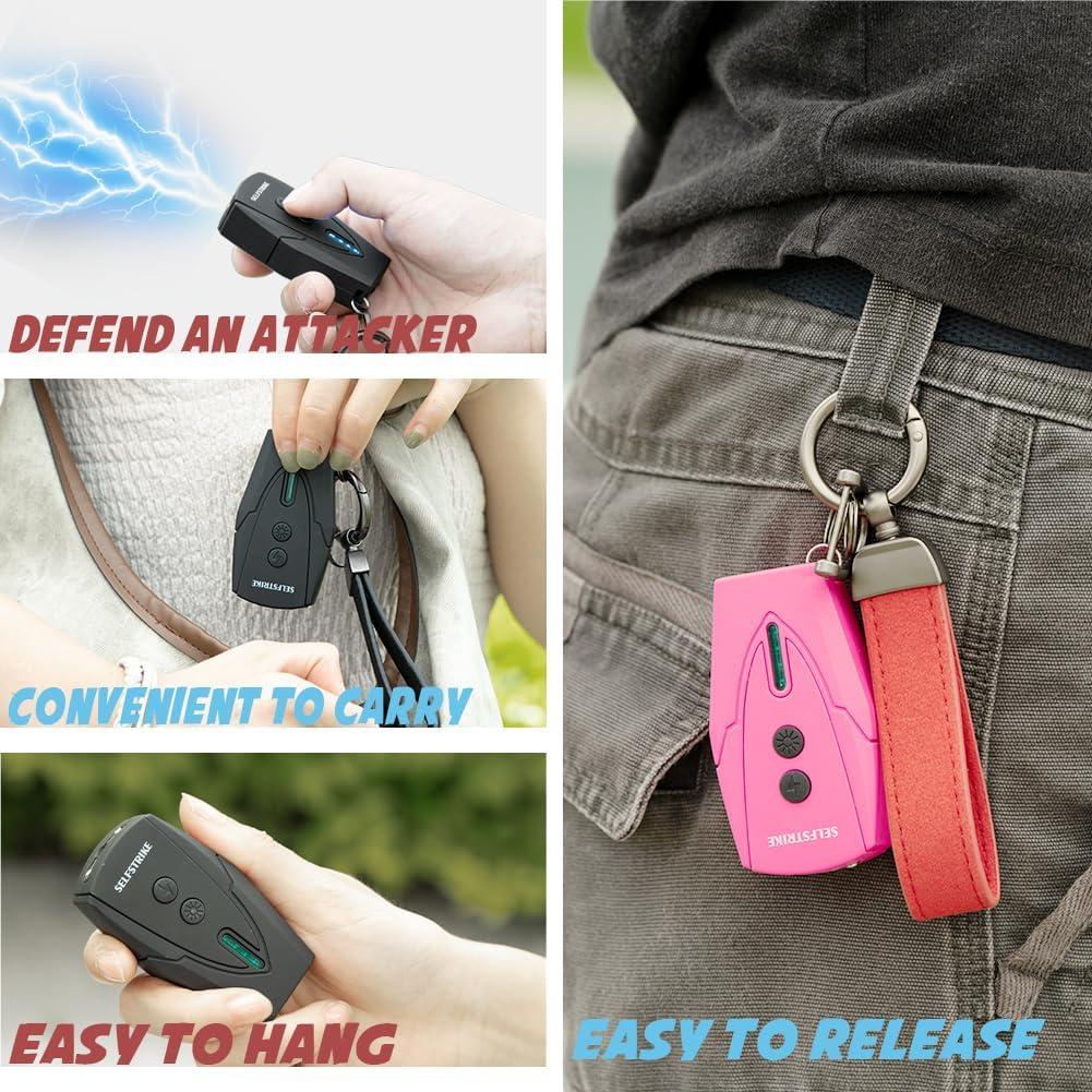 Selfstrike Mini Stun Gun with LED Flashlight and Wrist Strap – Unique Key Chain Design – Using Anti Slip Materials can Better and Faster aim with Charging Cable,mini Screwdriver and User Manual - Image 5