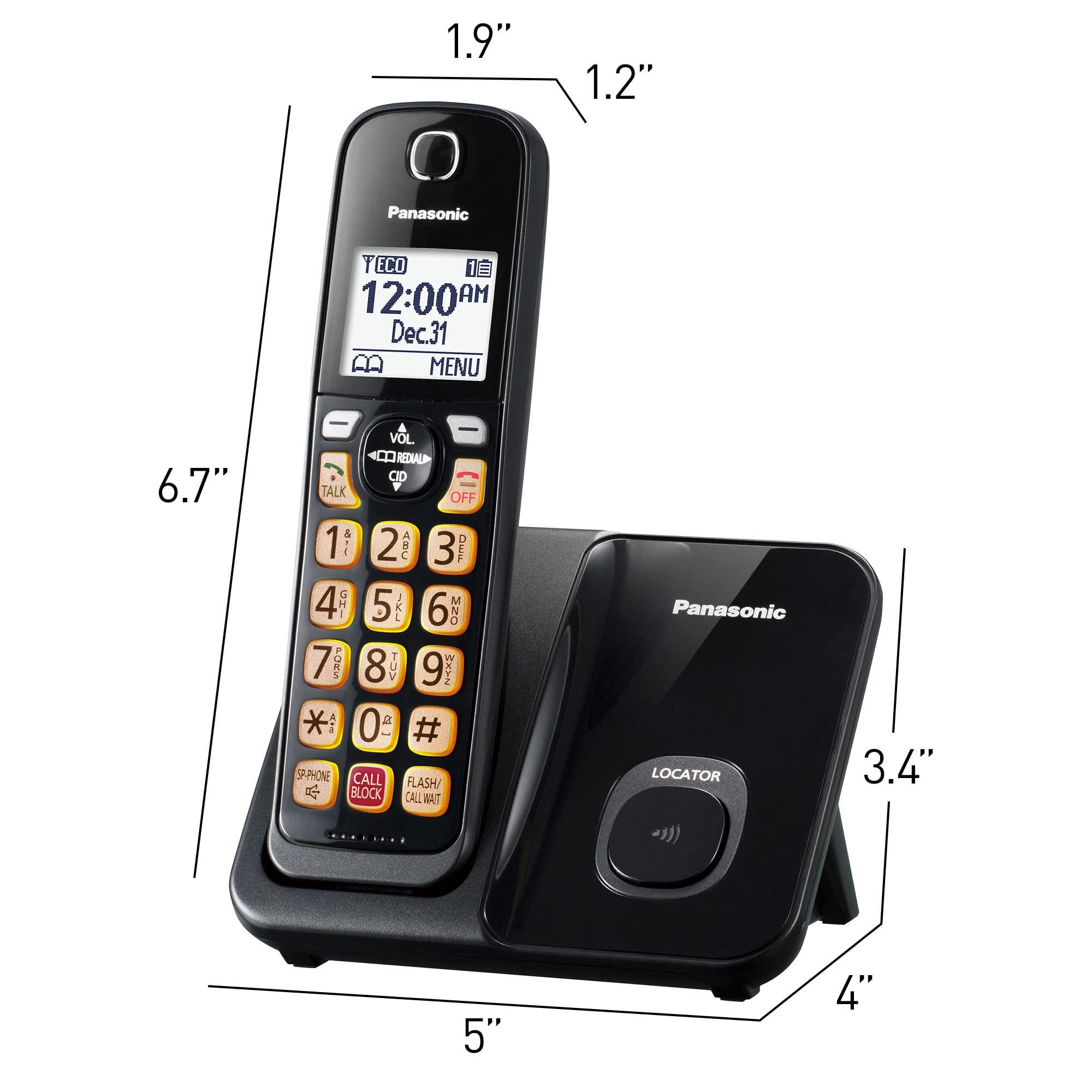Panasonic Cordless Phone with Advanced Call Block, Bilingual Caller ID and Easy to Read Large High-Contrast Display, Expandable System with 1 Handset - KX-TGD810B (Black) - Image 2