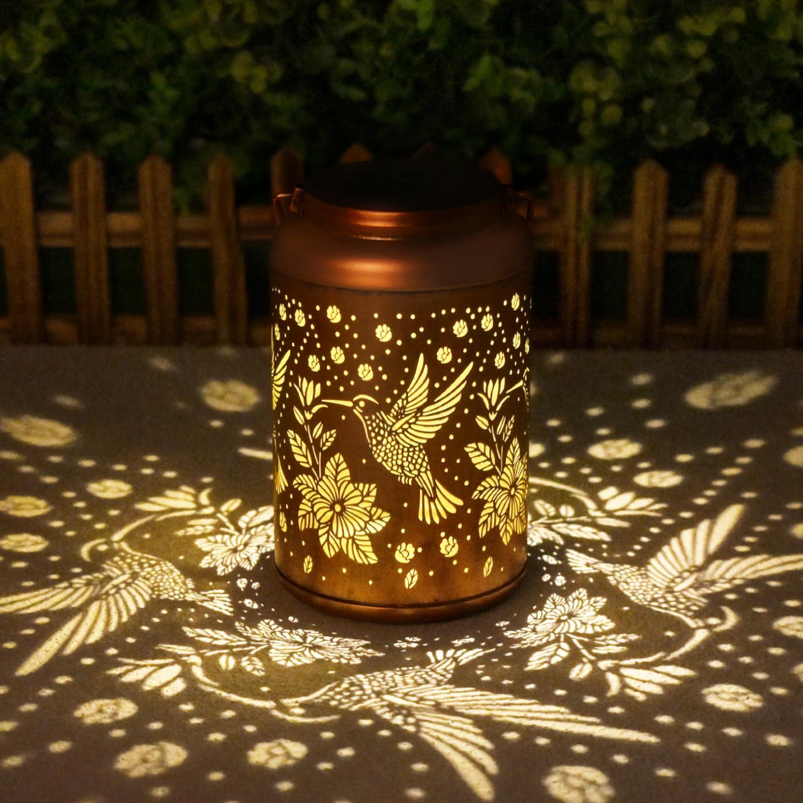 Birthday Gifts for Women Solar Lights Outdoor Waterproof, Garden Decor Hummingbird Solar Lantern Mothers Day Gifts Decoration Outside for Outdoor, Yard, Lawn, Balcony