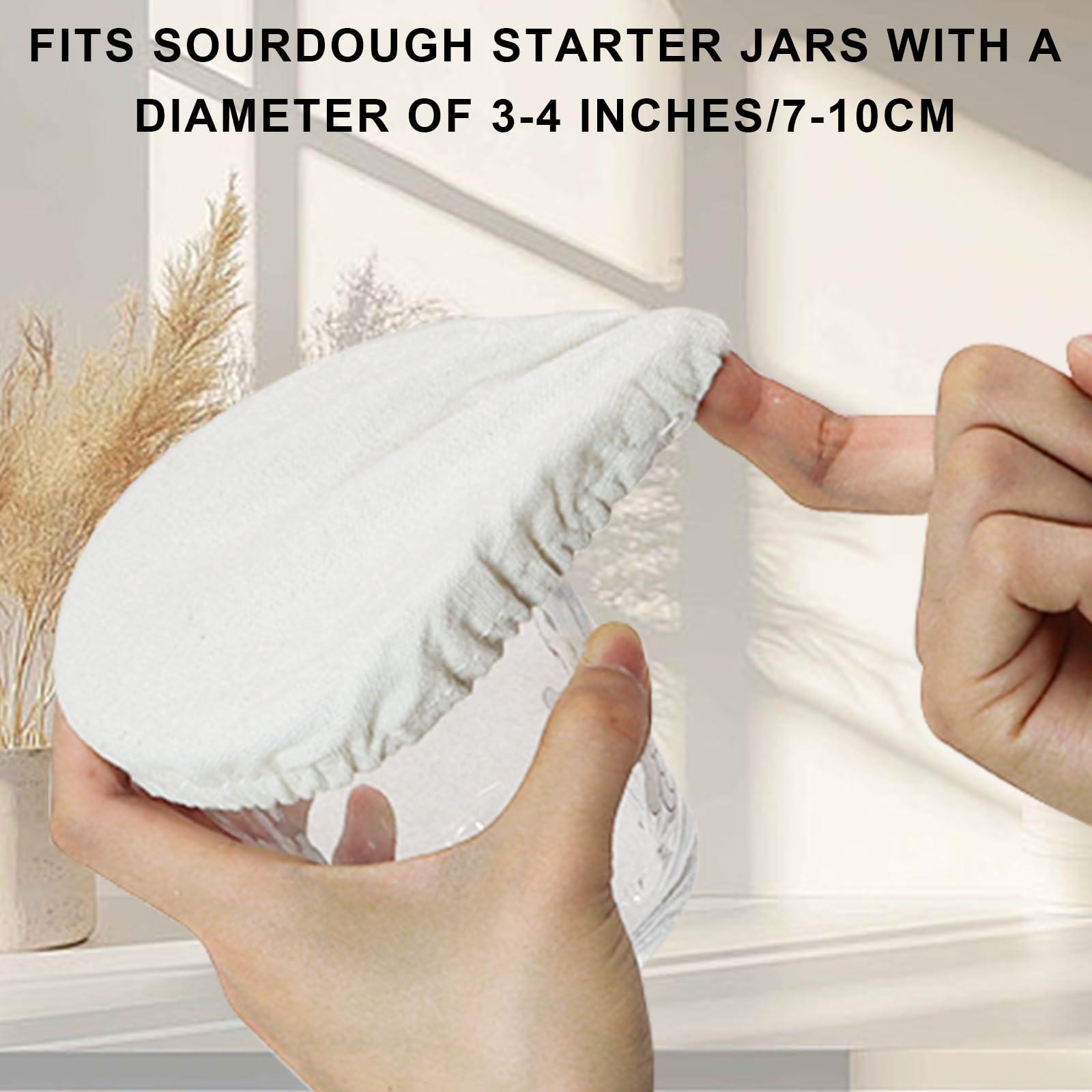 Sourdough Jar Cover Starter Jar Cloth For Sourdough Cover Reusable Cloth lid Bread Fermentation Baking Supplies for 3-4 Inch Mouth 4 Pack - Image 4
