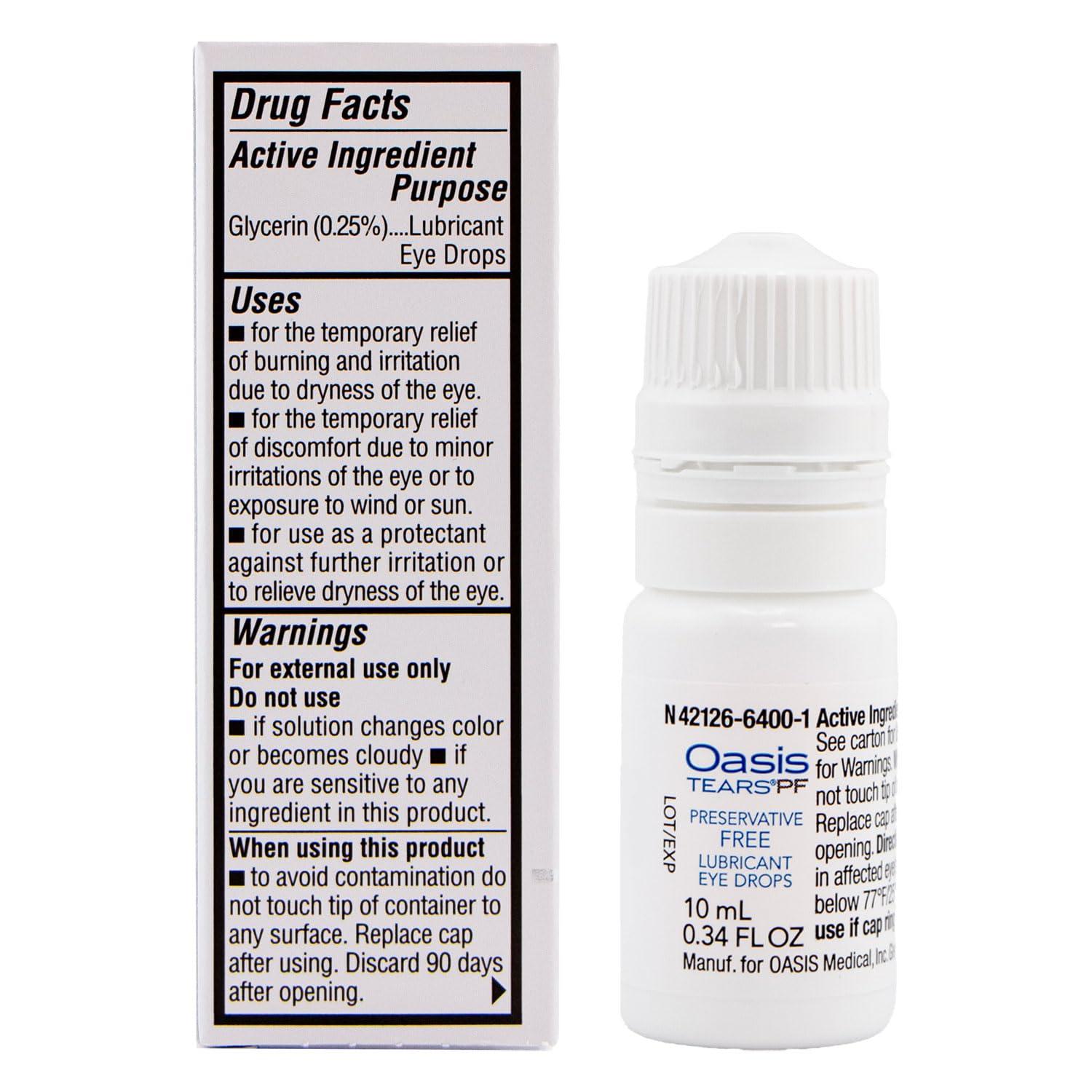 Oasis Tears OT6400 PF Preservative-Free Lubricant Eye Drops Dry Eye Relief | Artificial Tears | 0.34 FL OZ (10 mL) - Image 3