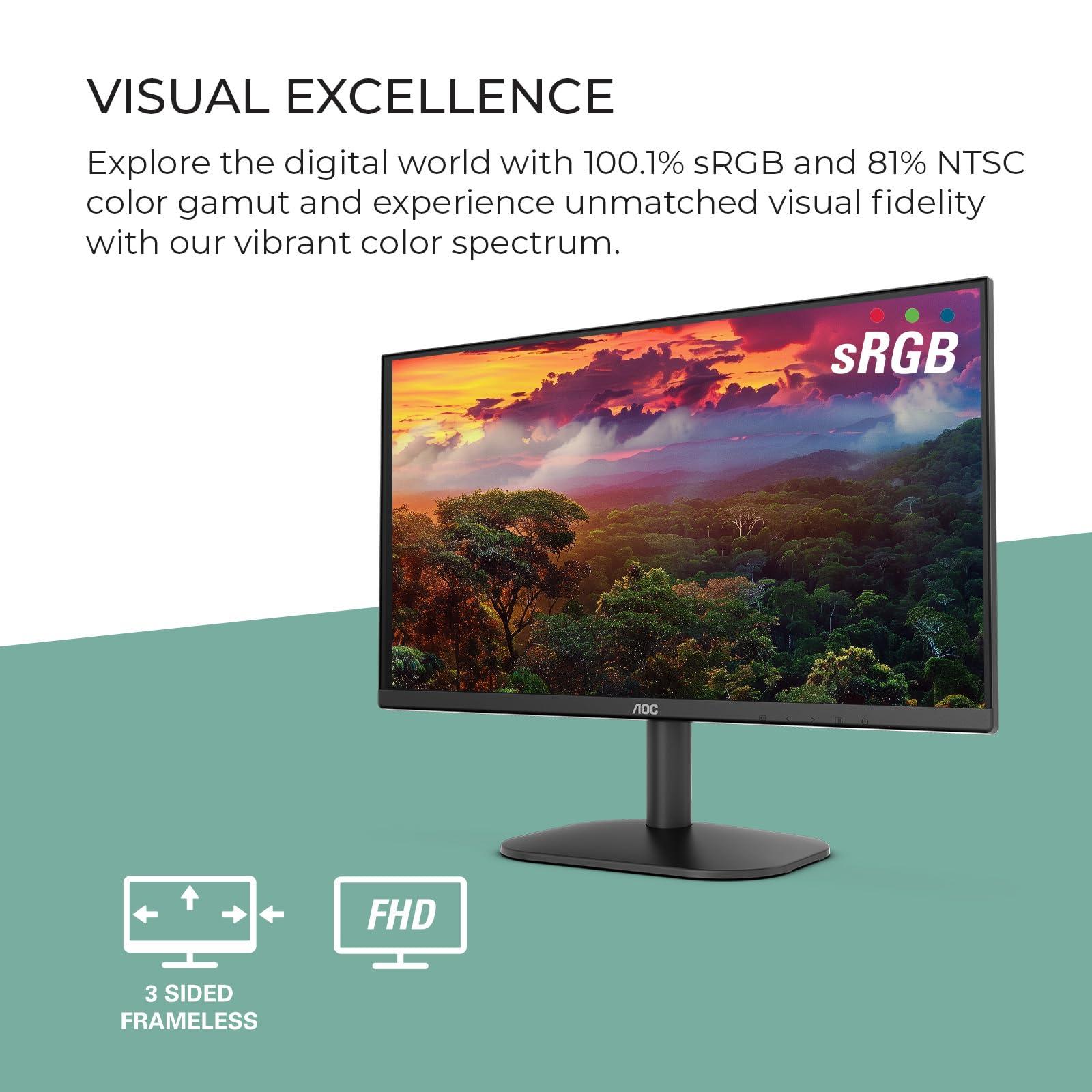 AOC 22B2HM2 22" Full HD (1920 x 1080) 100Hz LED Monitor, Adaptive Sync, VGA x1, HDMI x1, Flicker-Free, Low Blue Light, HDR Ready, VESA, Tilt Adjust, Earphone Out, Eco-Friendly - Image 5