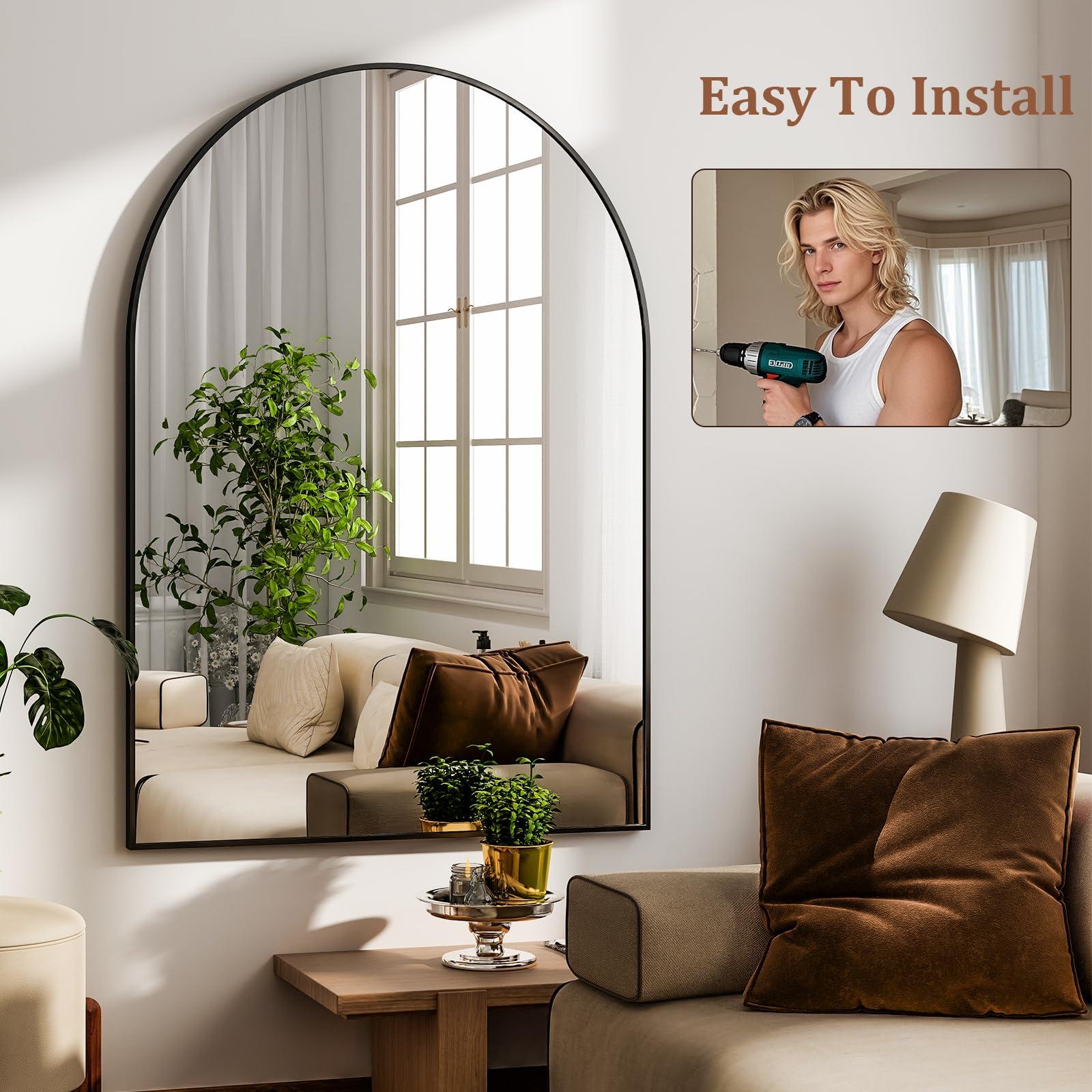 HARRITPURE Arched Wall Mirror 24"x36" – Black Metal Frame Vanity Mirrors for Bedroom, Entryway, Living Room Decor - Image 7