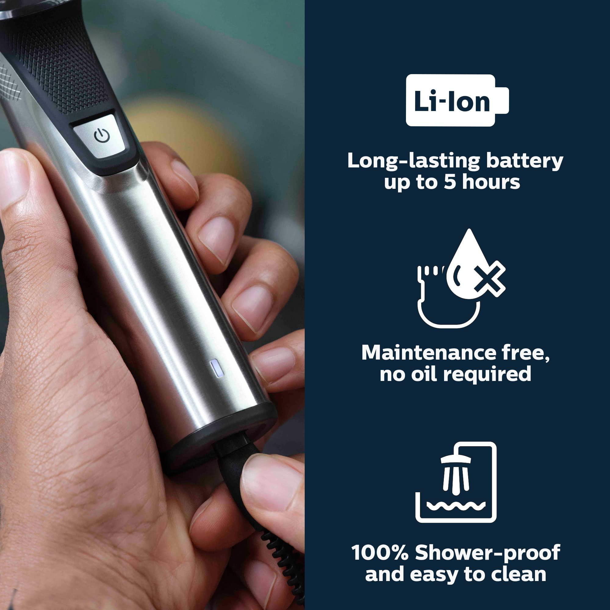Norelco Philips Multigroom 7000 Series, All-in-One Trimmer, Beard Trimmer and Hair Clipper, 19-Piece Men's Grooming Kit for Beard, Head, Hair, Body, and Face, Soft Pouch, MG7910/49 - Image 4
