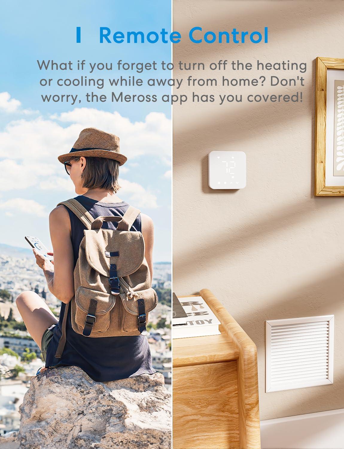meross Smart Thermostat for Home, WiFi Thermostat Works with Matter, Alexa, Apple Home, Google Assistant, App & Voice Control, 7x24h Scheduling, Energy Saving, C-Wire Required - Image 5
