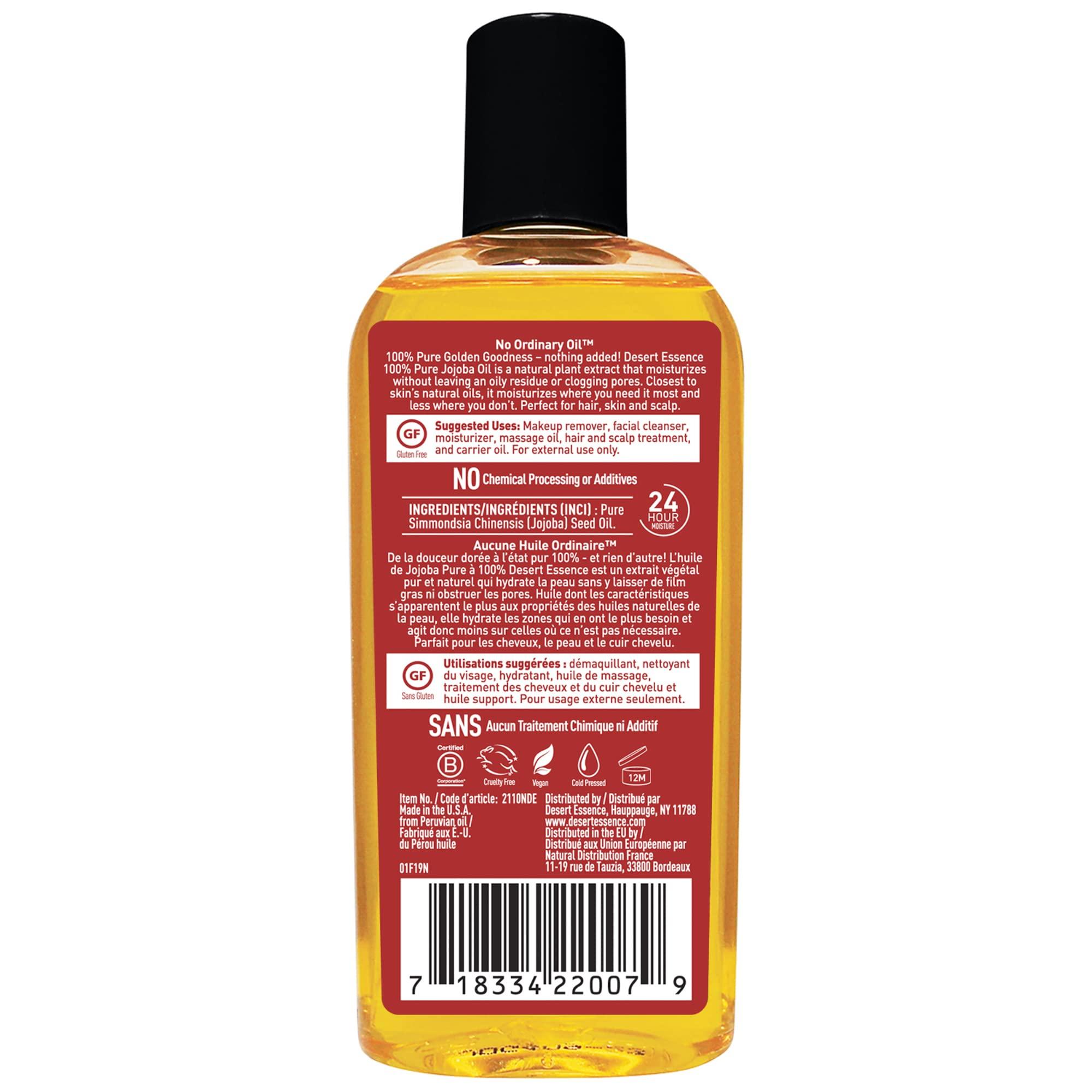 Desert Essence 100% Pure Jojoba Oil - 4 Fl Oz - Pack of 2 - Haircare & Skincare Essential Oil - All Skin Types - No Oily Residue - May Help Prevent Flakiness - Makeup Remover - Aftershave Moisturizer - Image 3