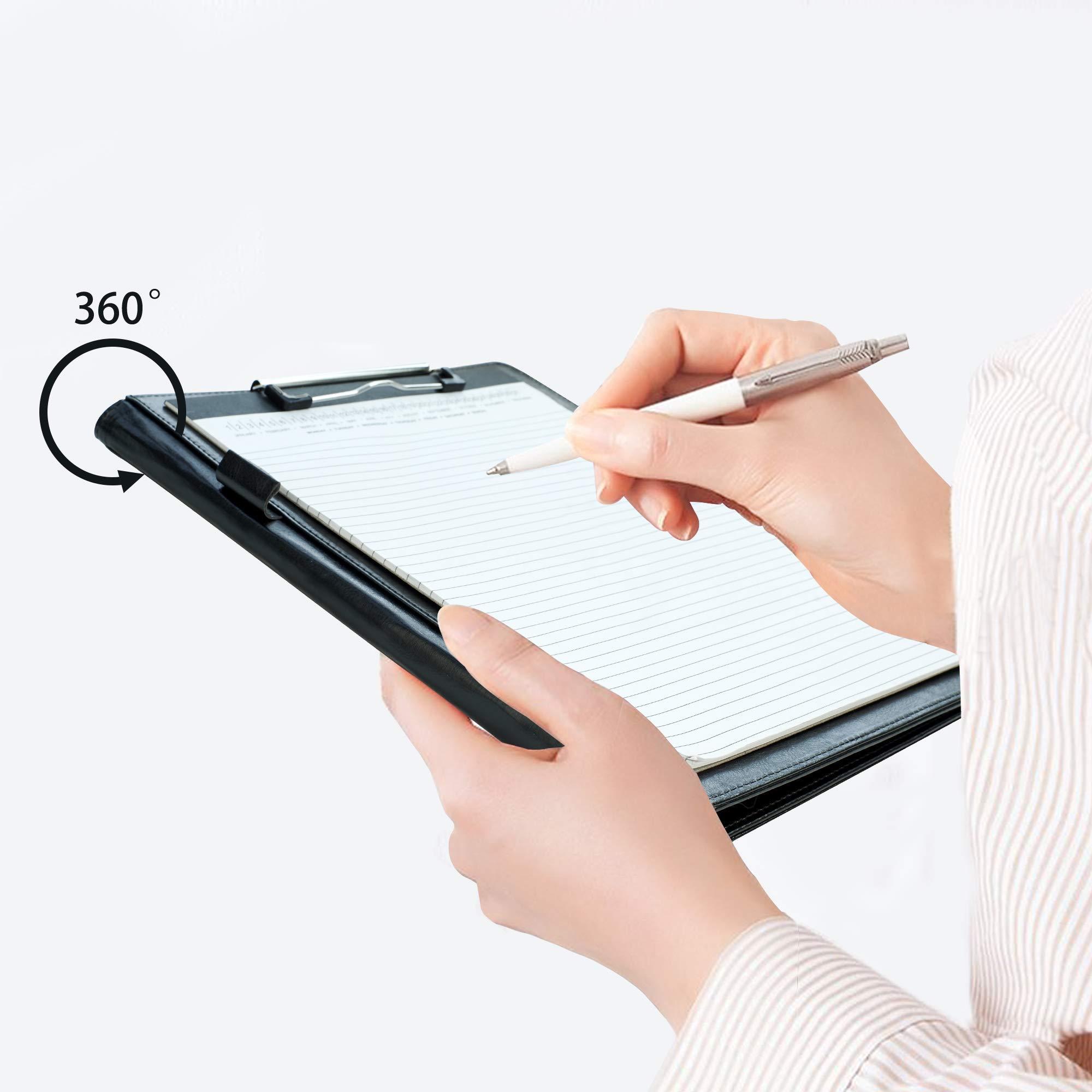 Padfolio Clipboard Folder Portfolio, Mymazn Faux Leather Storage Clipboard with Cover for Legal Pad Holder Letter Size A4 Writing Pad for Business School Office Conference Notepad Clip Boards (Black) - Image 6