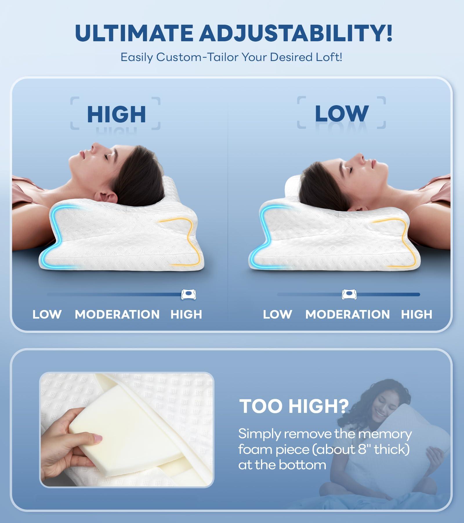 No More Aches Neck Pillow for Pain Relief, Adjustable Cervical Pillow for Neck Support with Armrest, Odorless Ergonomic Contour Memory Foam Pillows,Orthopedic Bed Pillow for Side Back Stomach Sleeping - Image 5