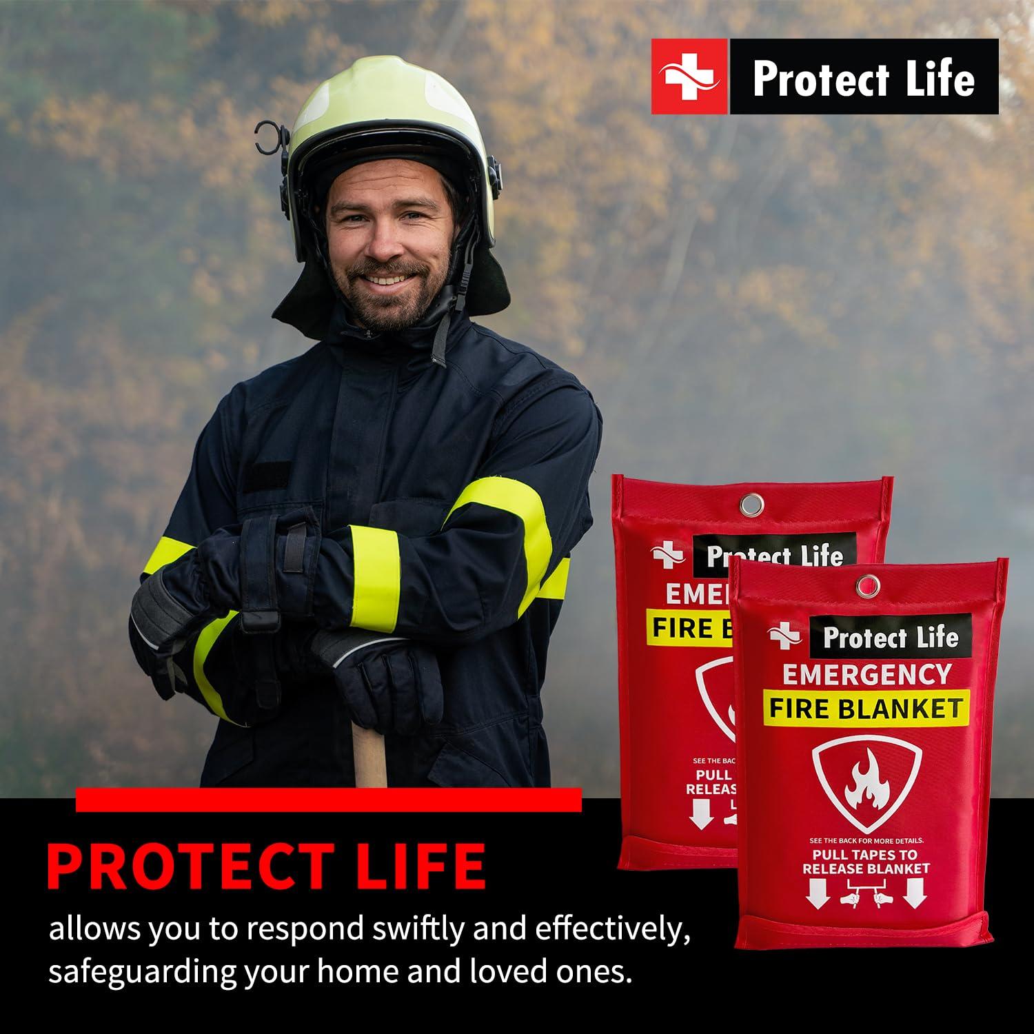 Protect Life Emergency Fire Blanket for Home & Kitchen, 40" x 40" Fiberglass Flame Retardant Fabric for Cooking & Clothing Mishaps, Fire Blankets Emergency for Home Safety, Camping & More (4 Pack) - Image 8
