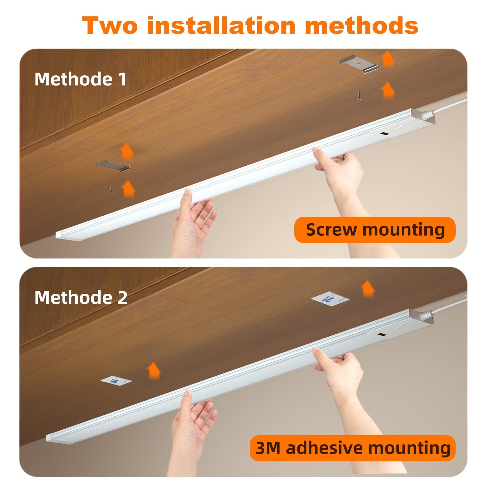 Under Cabinet Lights with Hand Wave, 16 inch Under Counter Lighting 4000K Natural White,Dimmable,Plug and Play,LED Lights for Kitchen Cabinet, Cupboard, Closet, Desk (16'' Two-Pack) - Image 5
