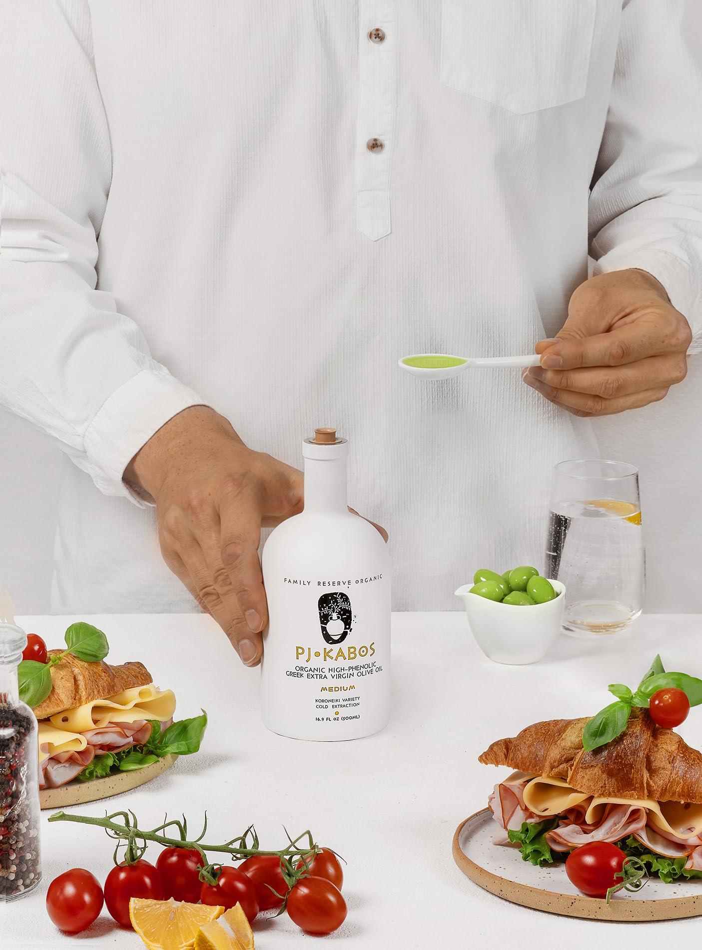 P.J. KABOS 2025 Gold Award Winner, High Phenolic (500+ mg/kg), USDA Organic Greek Extra Virgin Olive Oil, Kosher, Greece, Cold Extracted, 16.9oz, “Family Reserve Organic - Medium” - Image 8