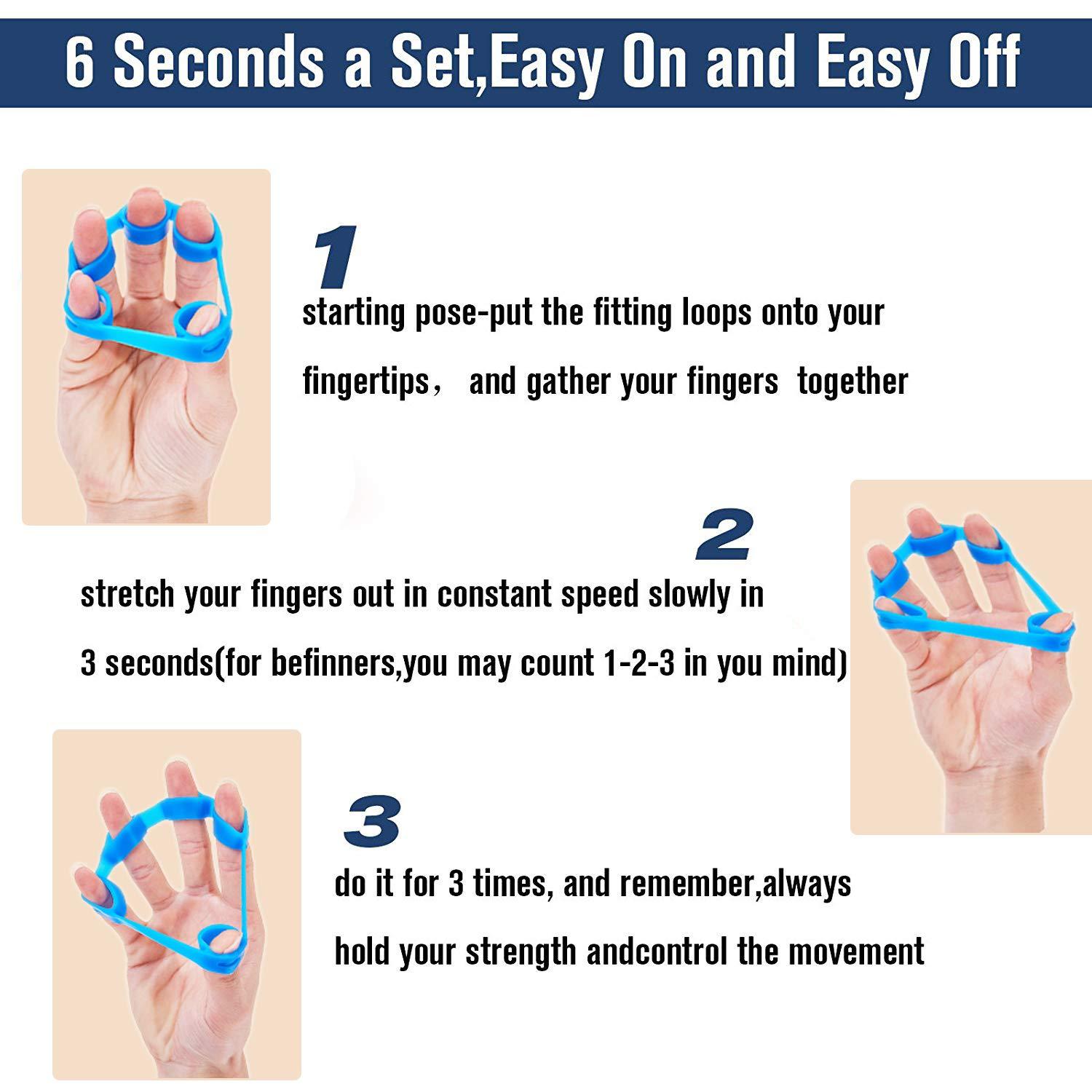 Pnrskter Hand Grip Strengthener, Finger Exerciser, Grip Strength Trainer (6 PCS),New Material,Forearm Grip Workout, Finger Stretcher, Relieve Wrist Pain, Carpal Tunnel, Trigger Finger, Mallet Finger and More. - Image 8
