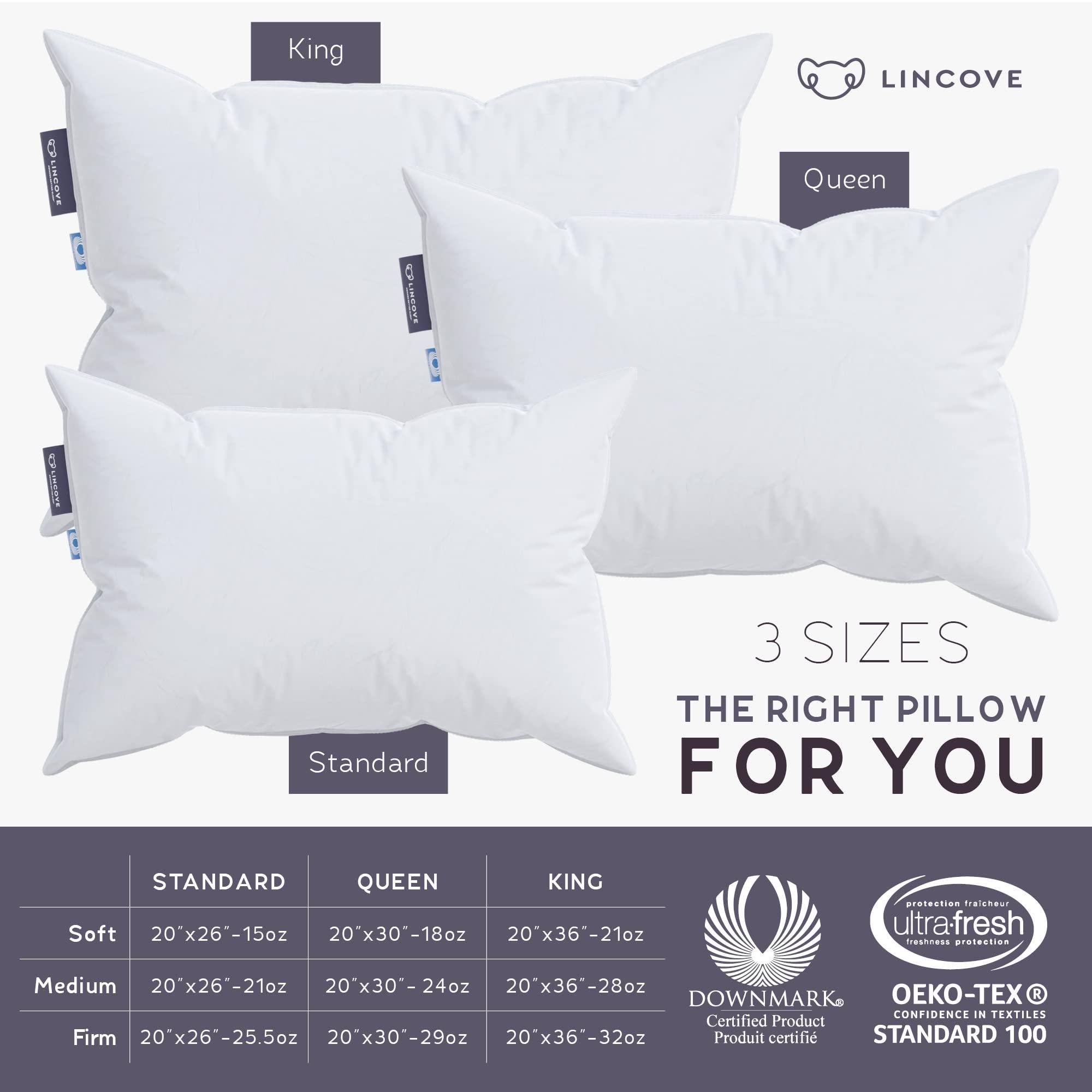 Lincove Cloud Natural Canadian Down Pillow, White Luxury Sleeping Pillow - 625 Fill Power, 500 Thread Count Cotton Shell, Made in Canada, Standard - Firm, 2 Pack - Image 5