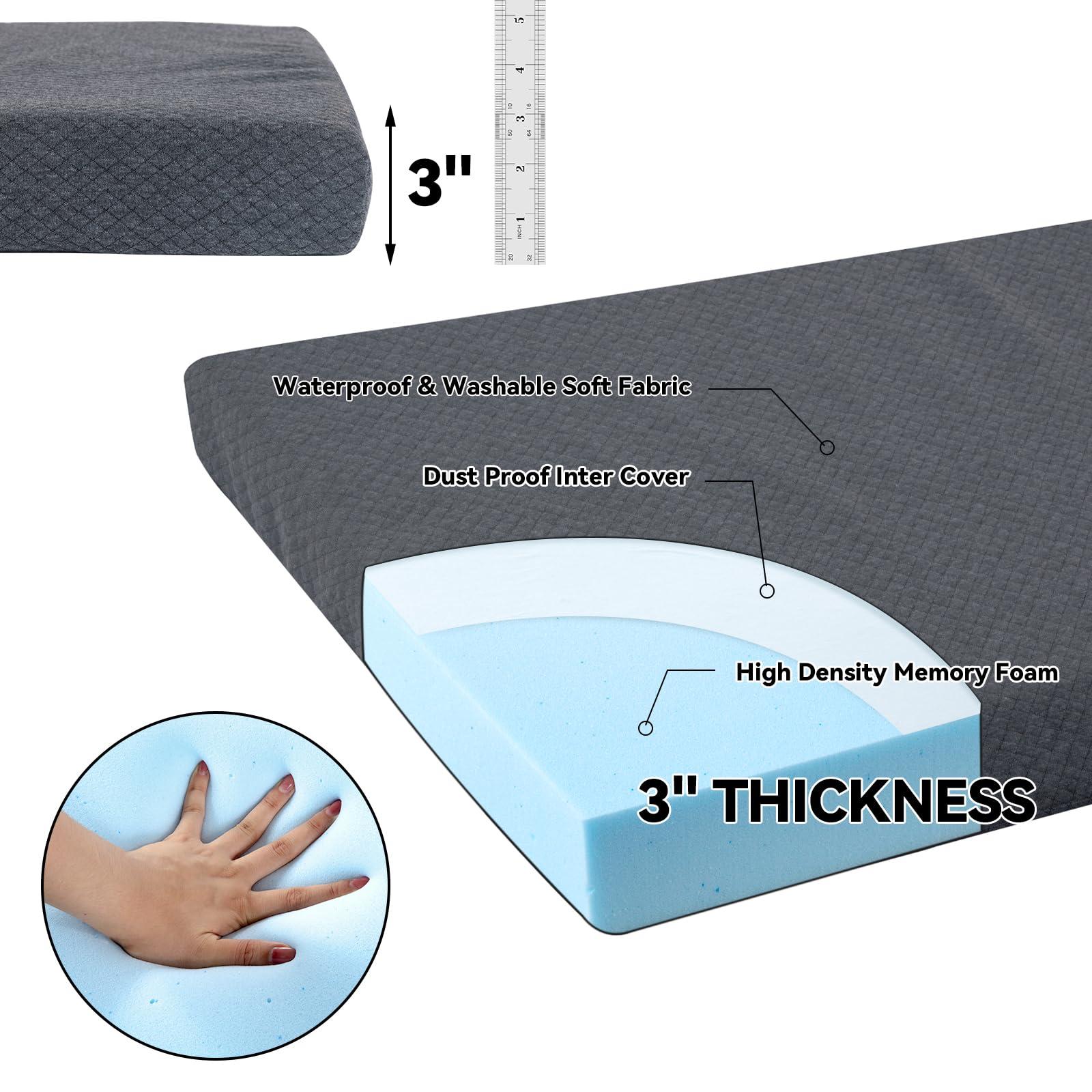 HOMBYS Memory Foam Camping Mattress Pad,Portable Sleeping Pad for Adult,Waterproof Cot Mattress,Roll Up Floor Mattress,Foldable Backpacking Travel Bed for Hiking,Guest Bed - Image 4